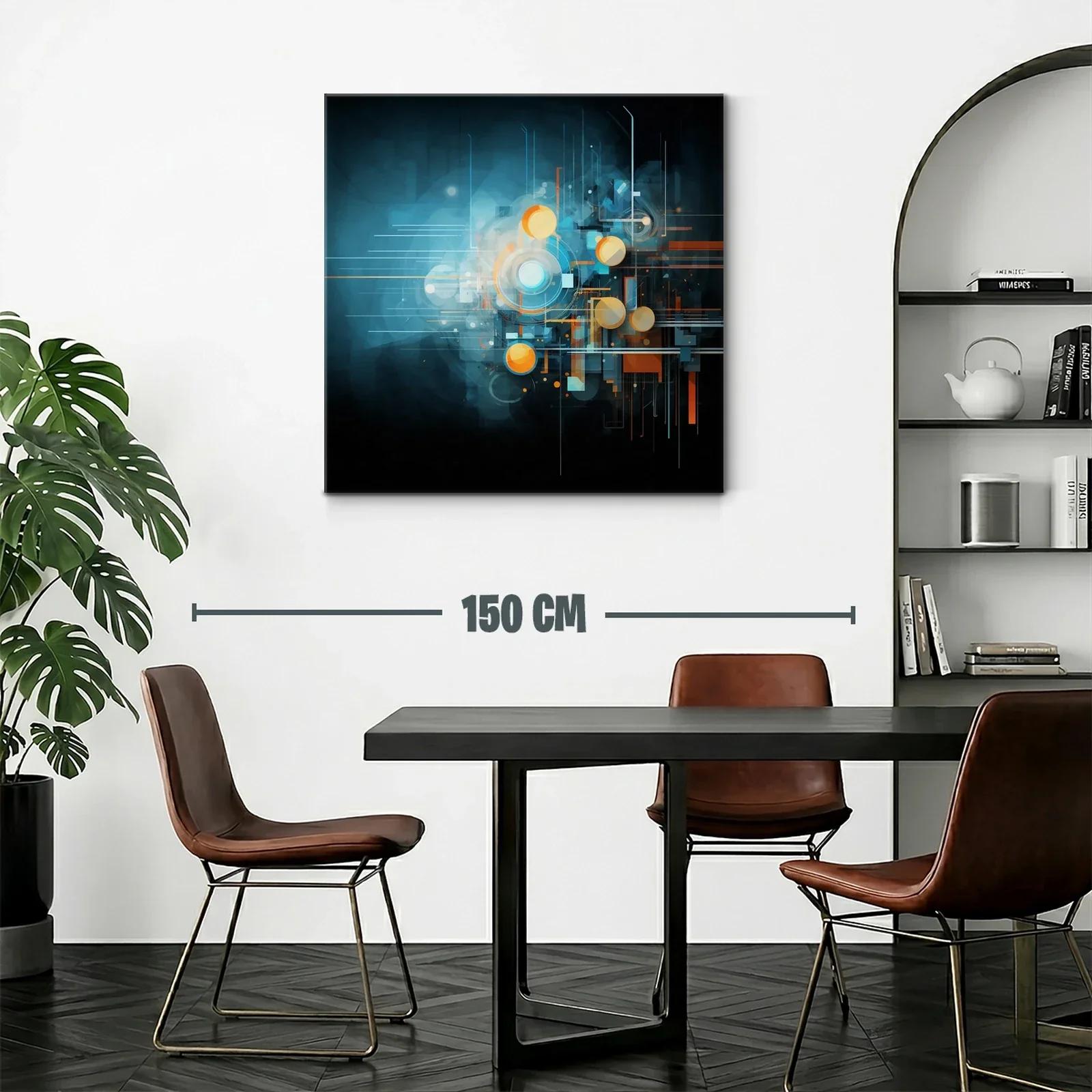Composición abstracta futurista con tonos azules y naranjas — miniatura 2