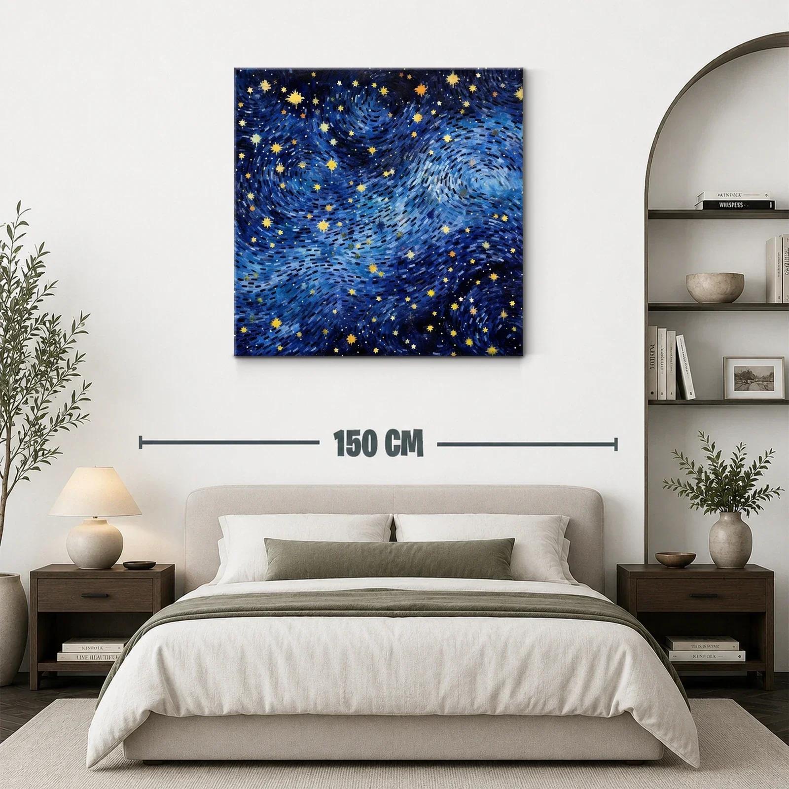 Cuadro con cielo estrellado vibrante y dinámico — miniatura 3
