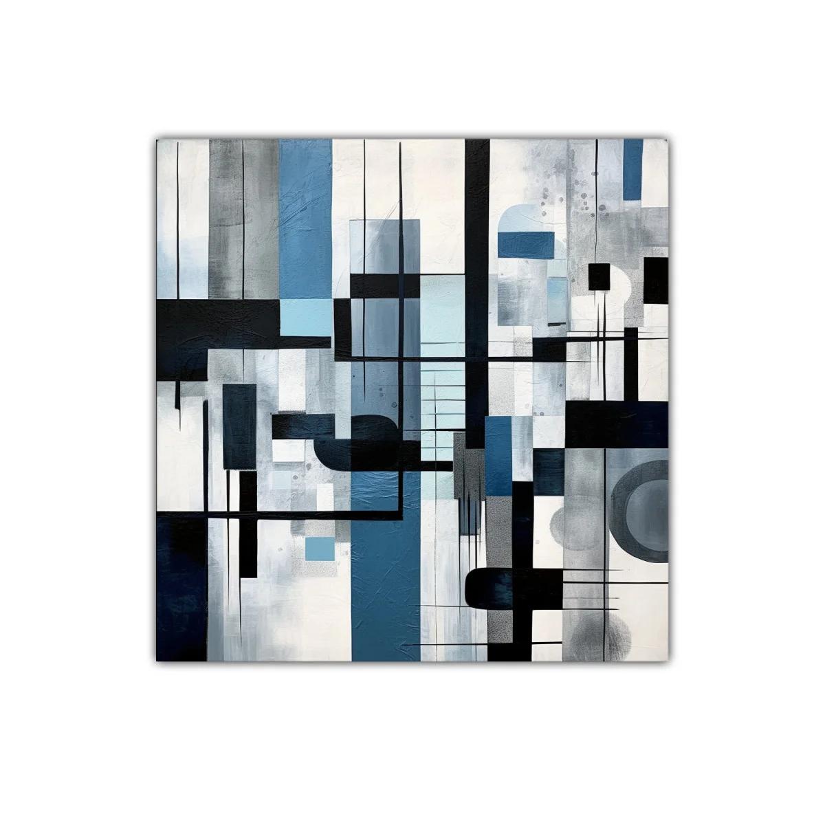 Arte abstracto con tonos azules y grises para decoración moderna — miniatura 1