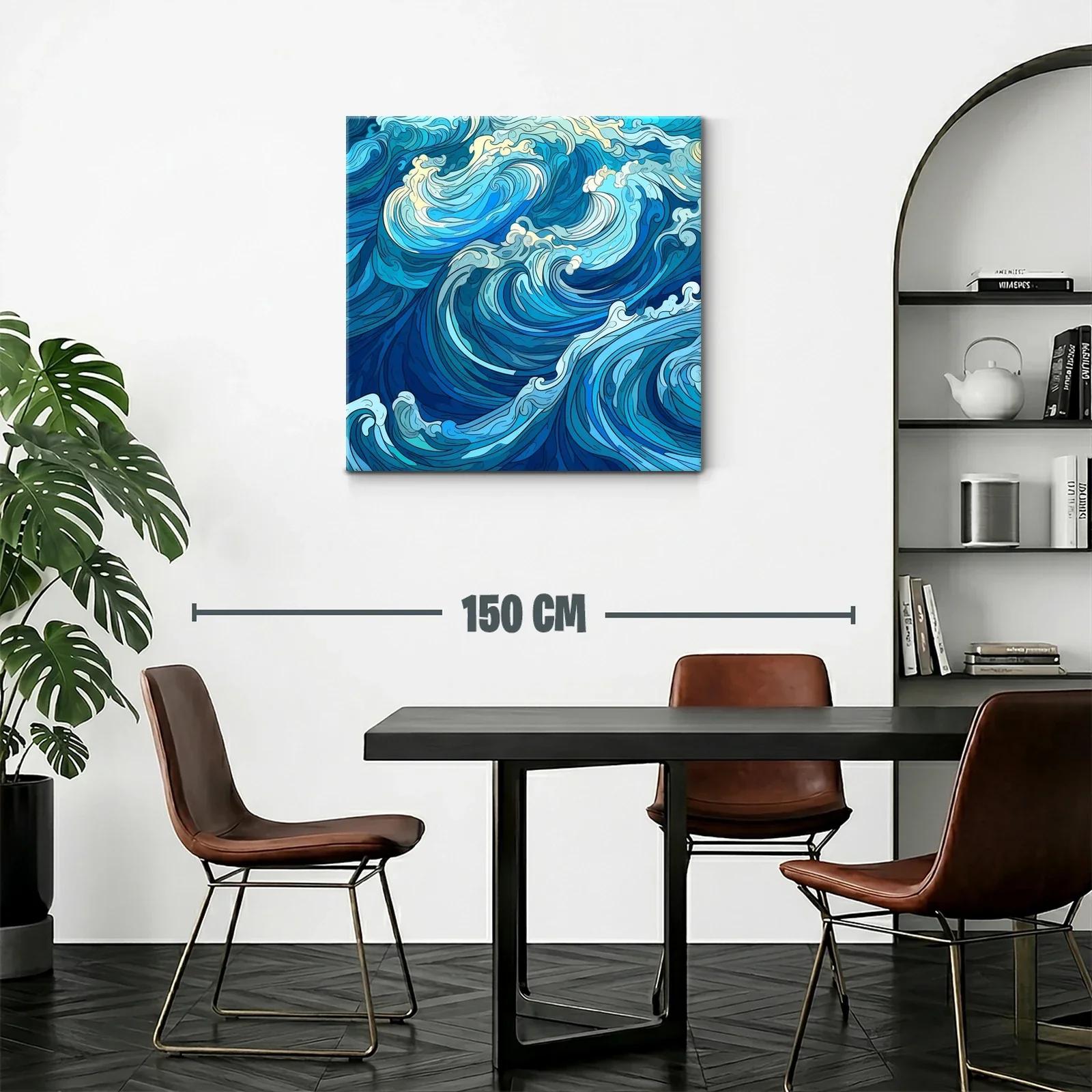 Dinámica composición de olas en tonos azules y cremas — miniatura 2