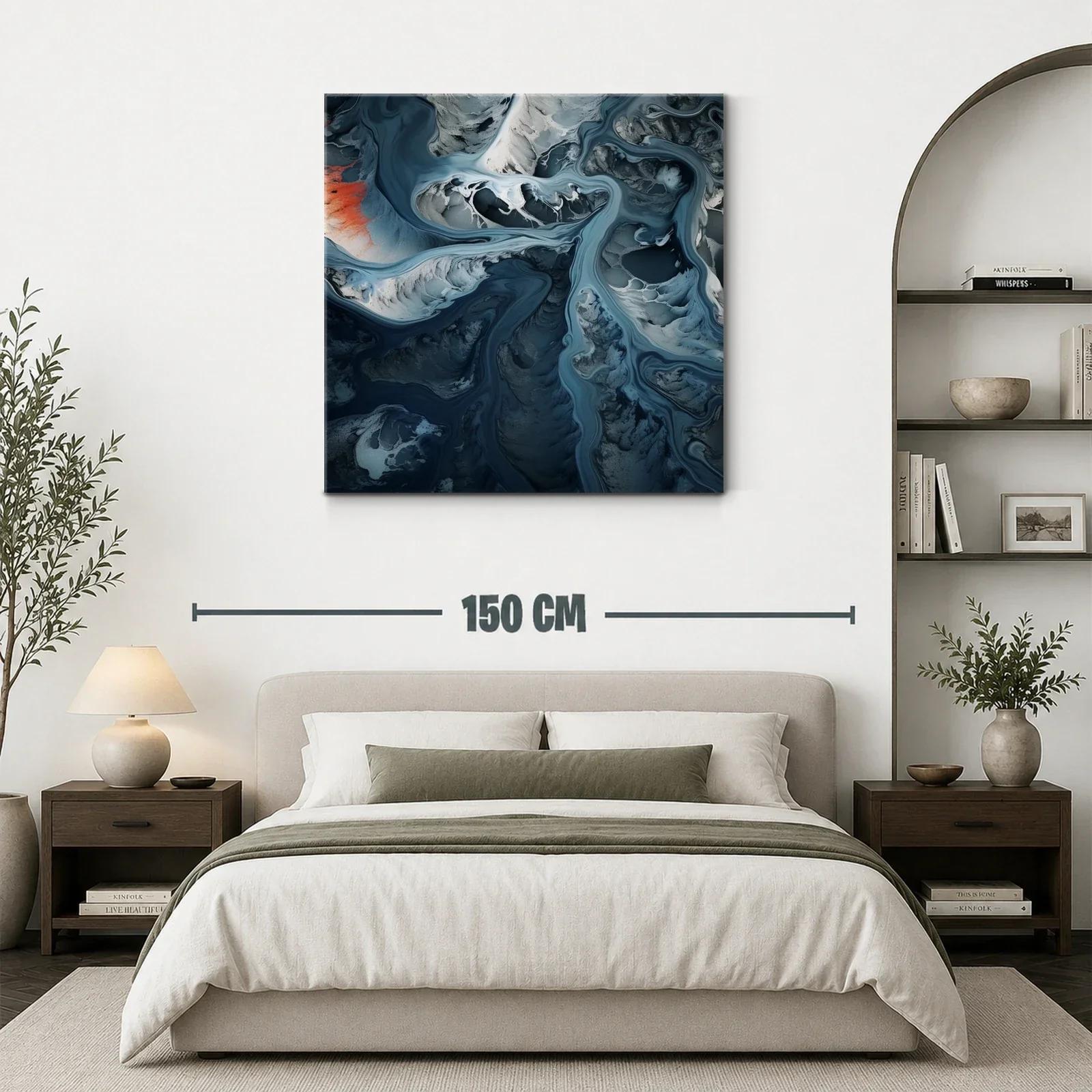 Composición abstracta en tonos azules y grises con acento rojo — miniatura 3