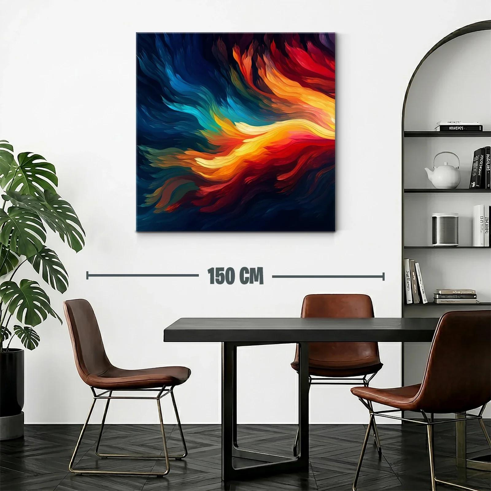 Cuadro abstracto con llamas en tonos vibrantes y dinámicos — miniatura 2