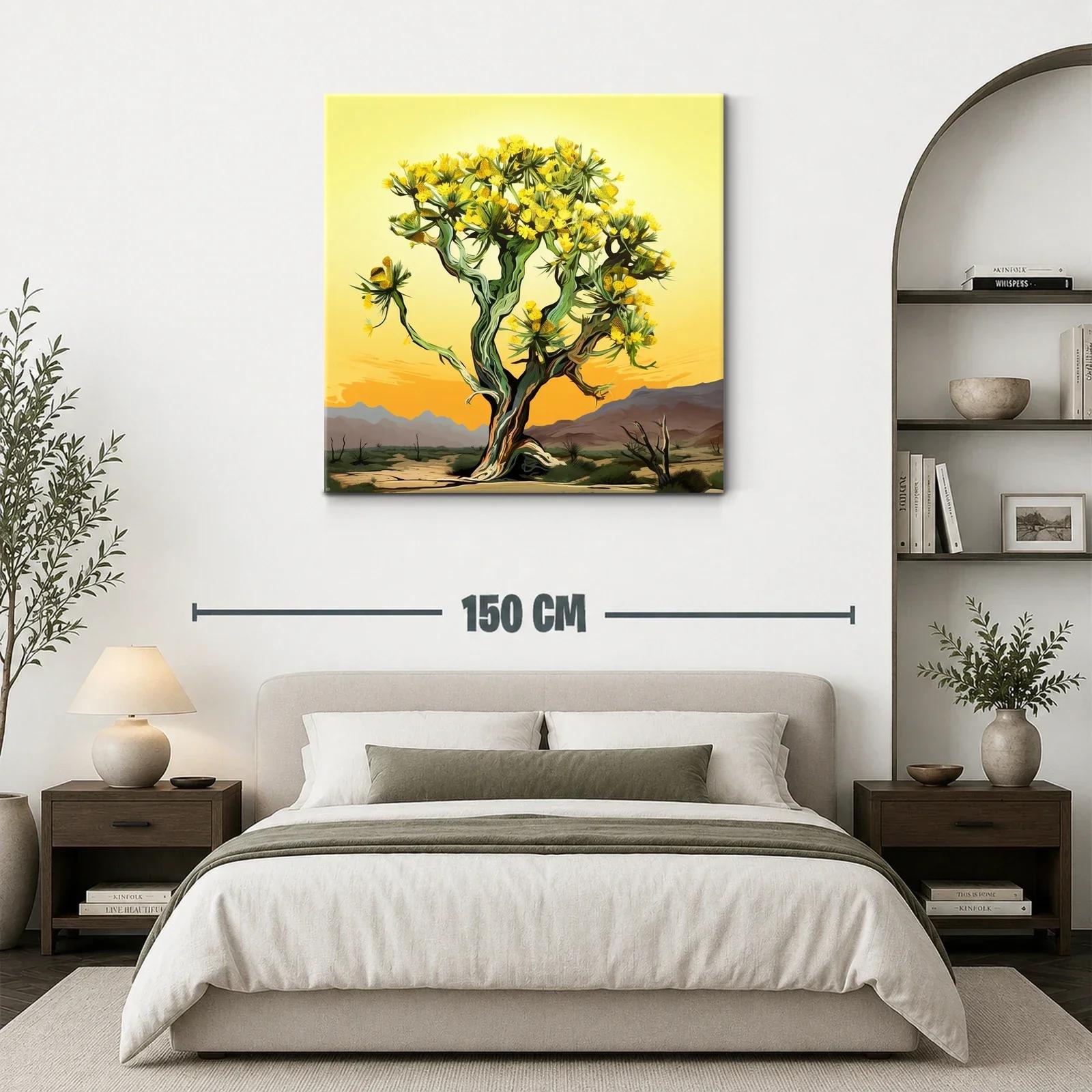 Árbol con flores amarillas en paisaje desértico al atardecer — miniatura 3