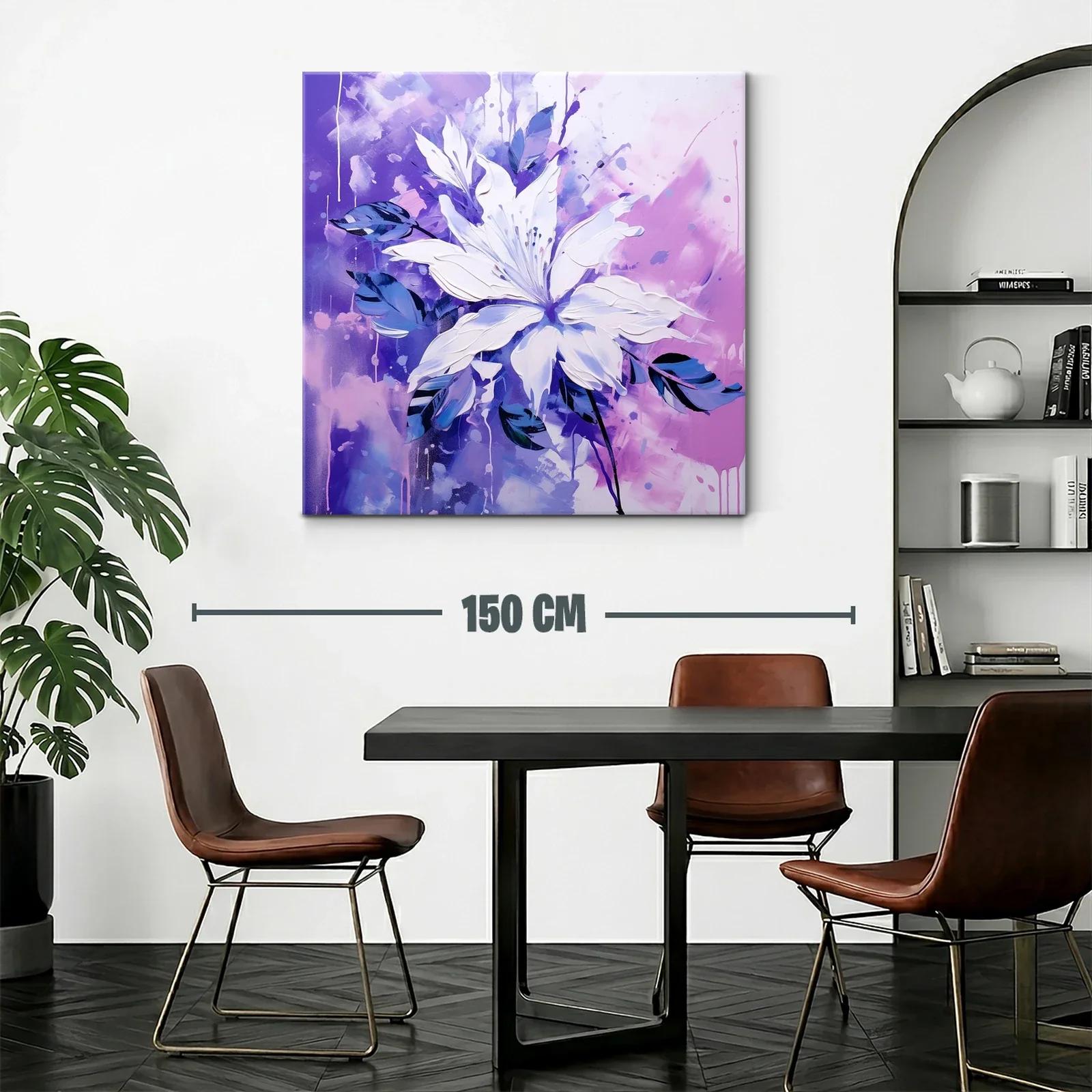 Flor blanca sobre fondo vibrante en tonos violetas y azules — miniatura 2