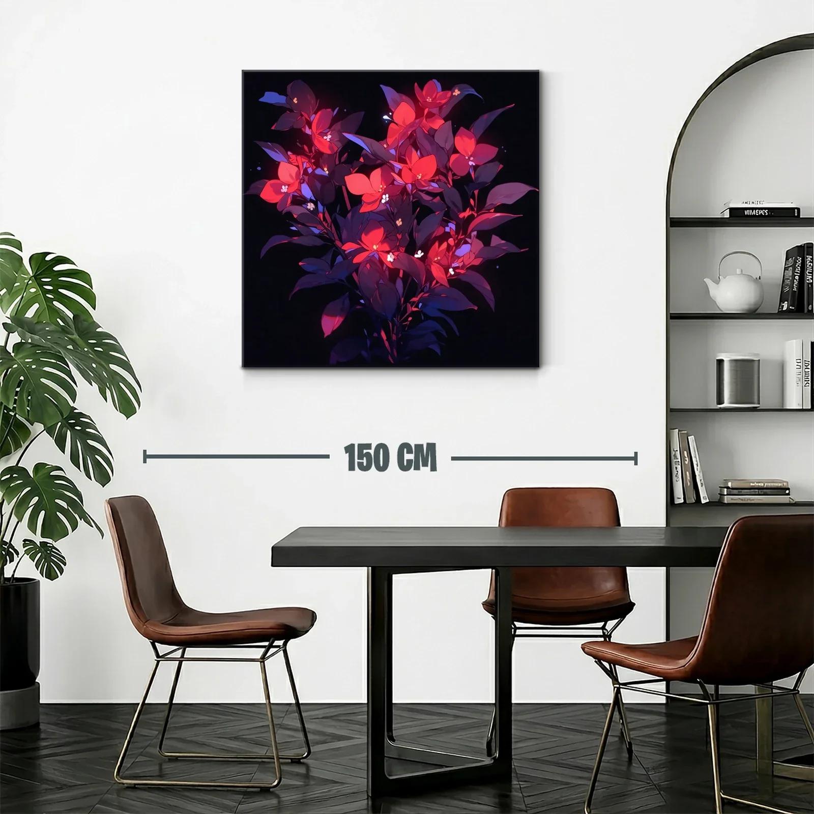 Ramo vibrante con flores rojas y hojas violetas intensas — miniatura 2