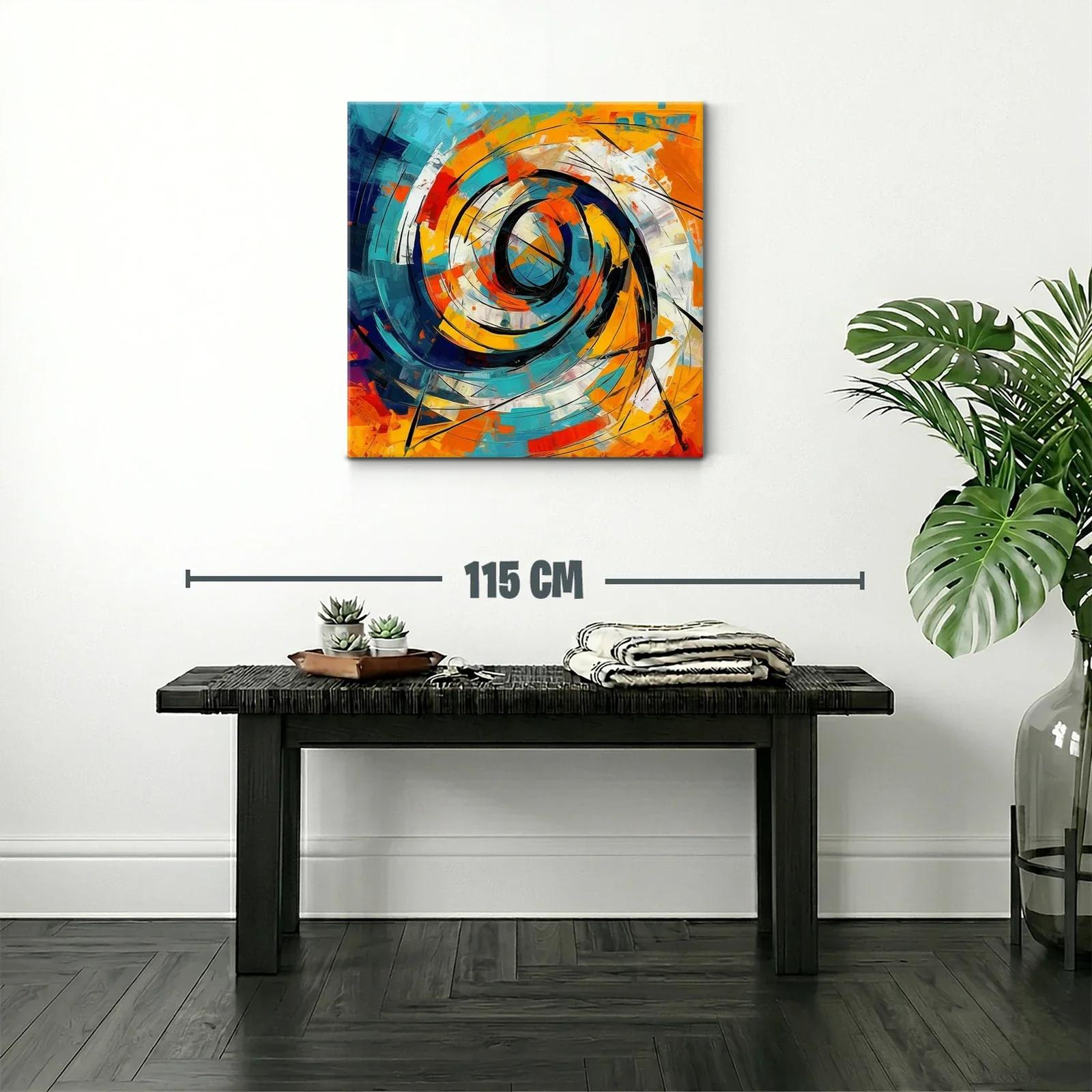 Cuadro abstracto con espiral dinámico y tonos vibrantes — miniatura 2