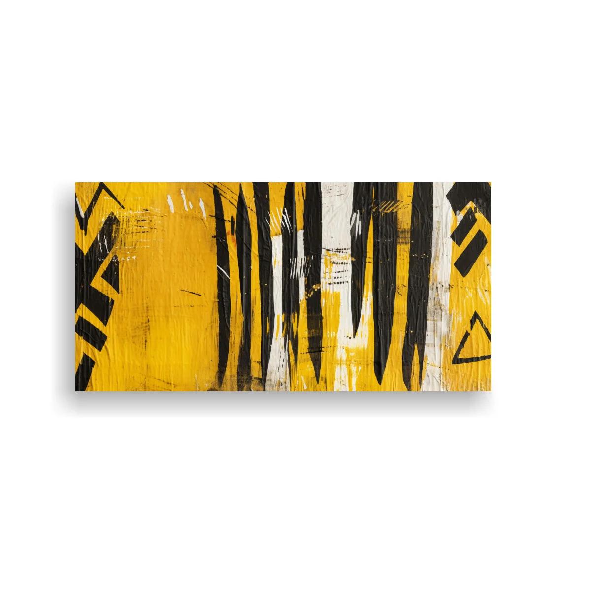 Cuadro abstracto geométrico amarillo y negro con zigzags — imagen principal