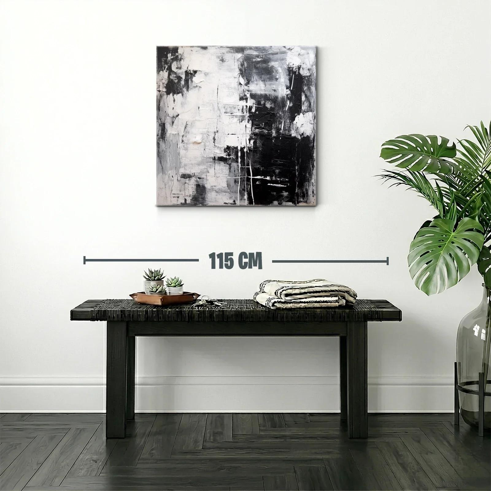 Cuadro abstracto en blanco y negro para ambientes modernos — miniatura 2