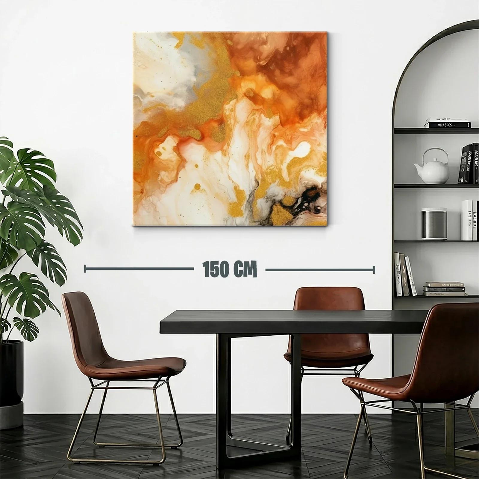 Cuadro abstracto con tonos cálidos y dorados — miniatura 2