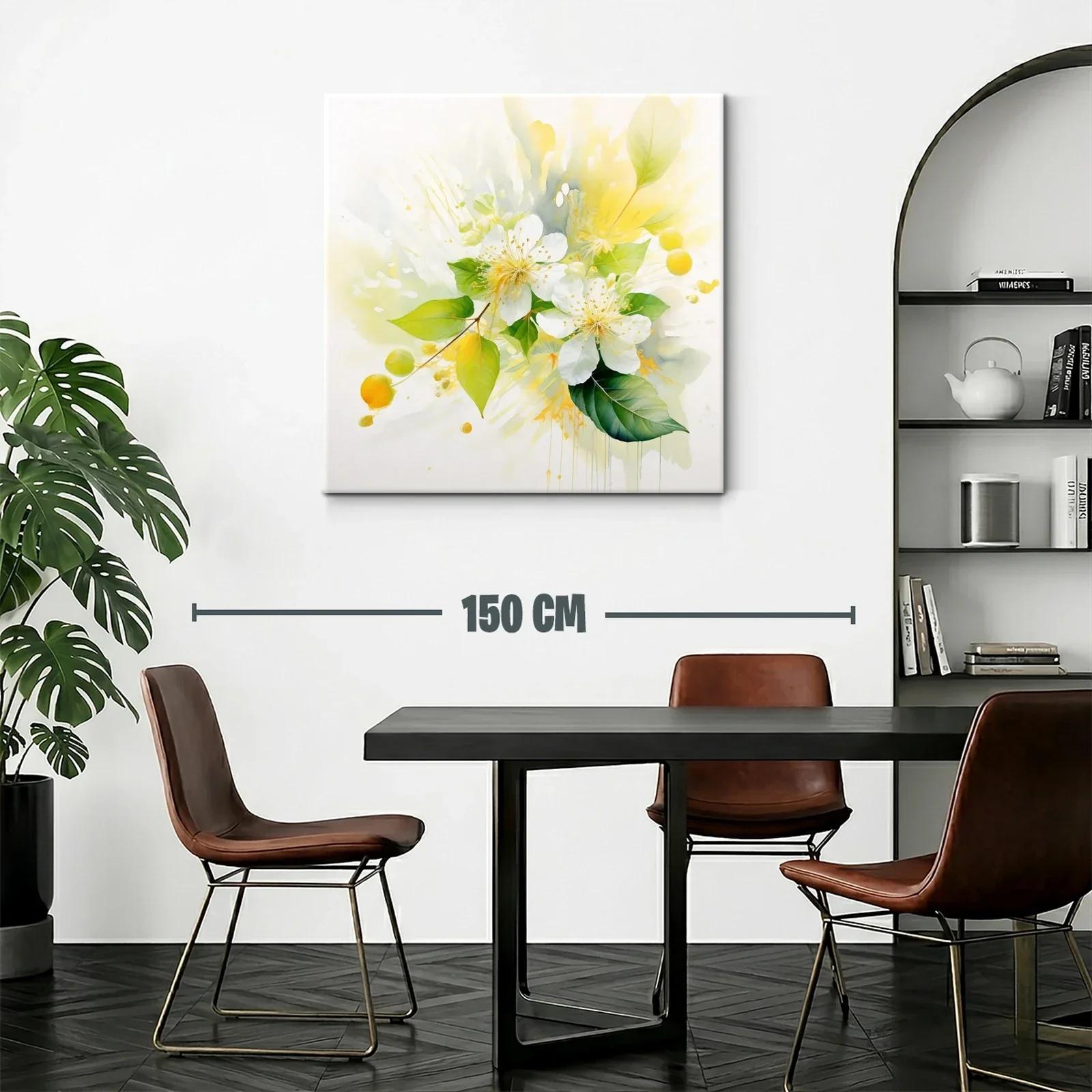 Flores blancas y hojas verdes con toques amarillos vibrantes — miniatura 2