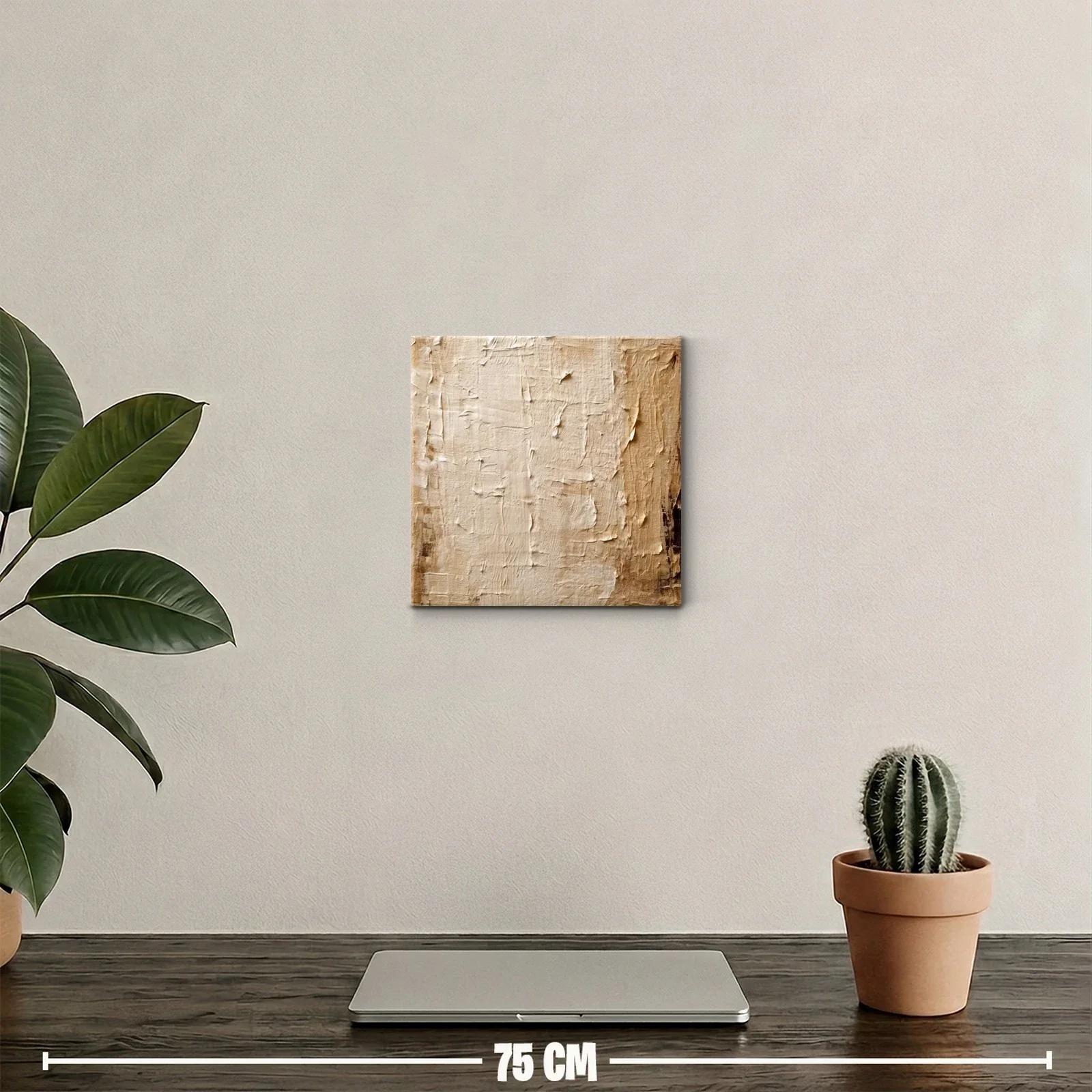 Cuadro abstracto en tonos neutros con relieve texturizado — miniatura 2