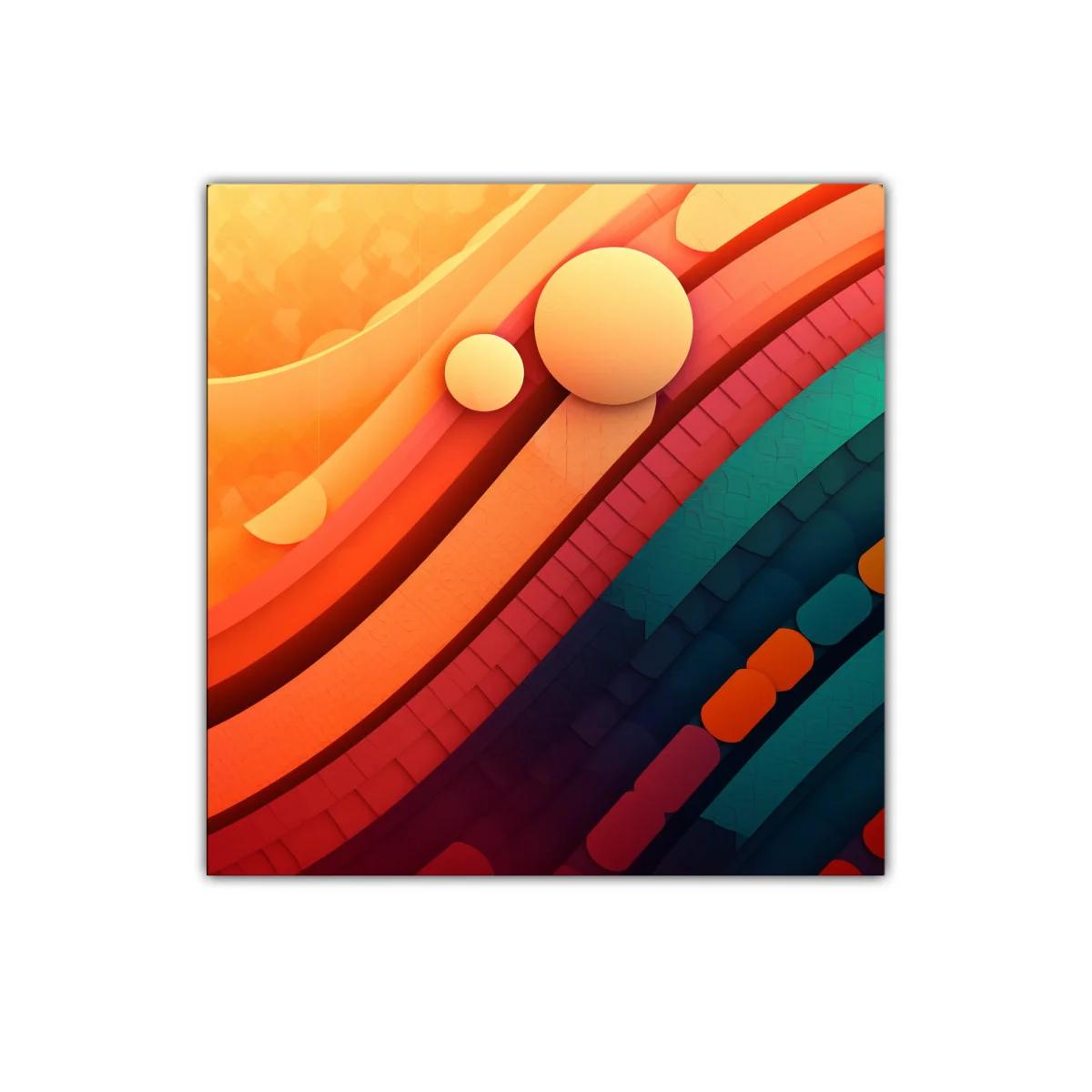 Arte abstracto con formas circulares y ondas multicolor — miniatura 1