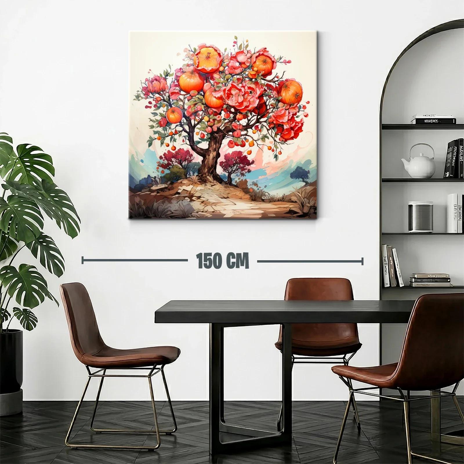 Árbol vibrante con flores y frutos en tonos cálidos — miniatura 2