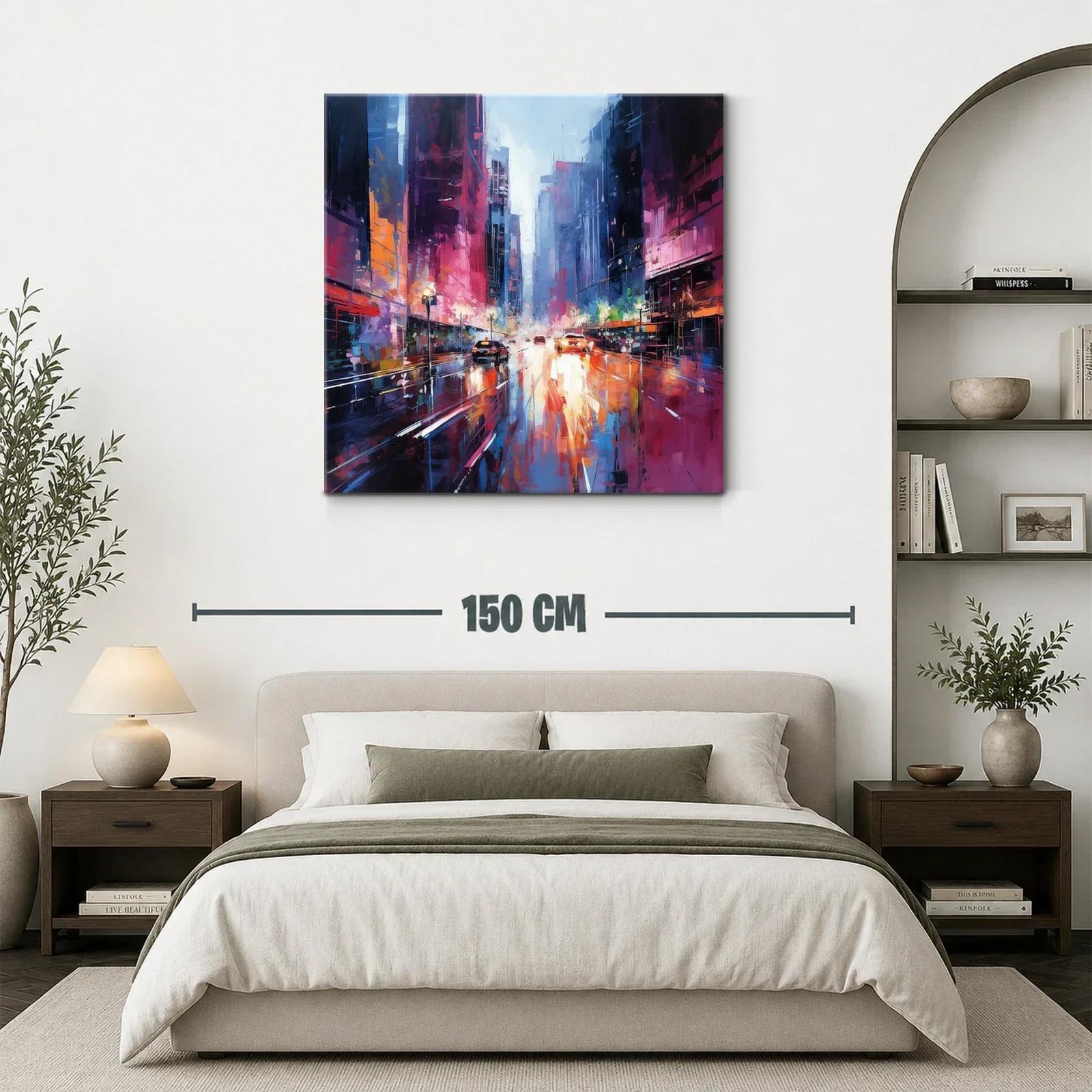 Ciudad vibrante al atardecer con reflejos intensos — miniatura 3