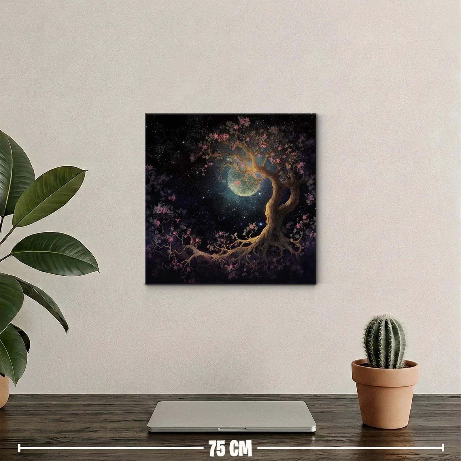 Árbol mágico bajo la luna en un cielo estrellado — miniatura 2