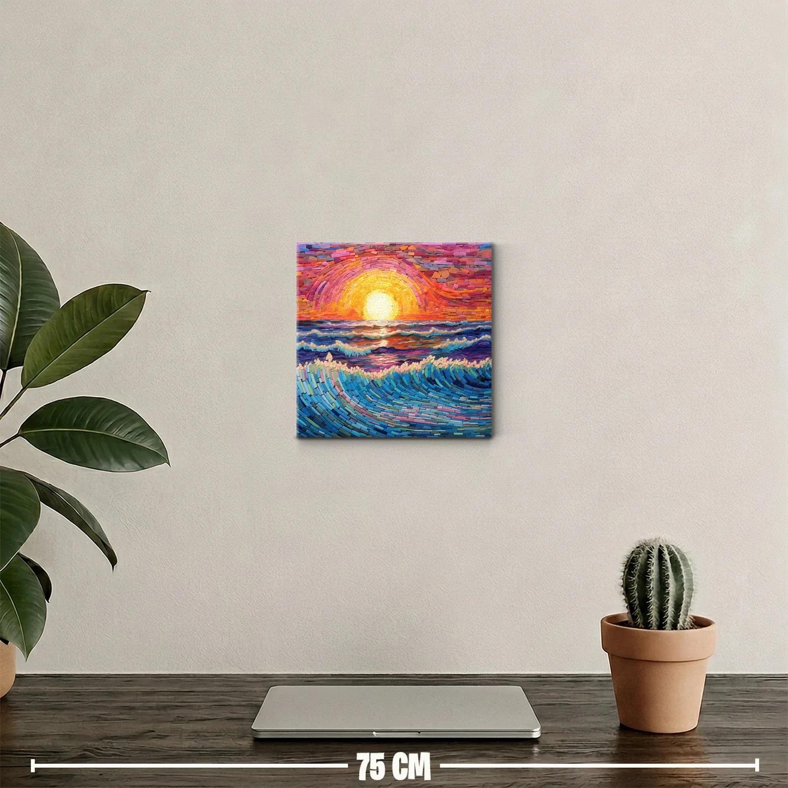 Mosaico de atardecer vibrante sobre el mar en calma — miniatura 2