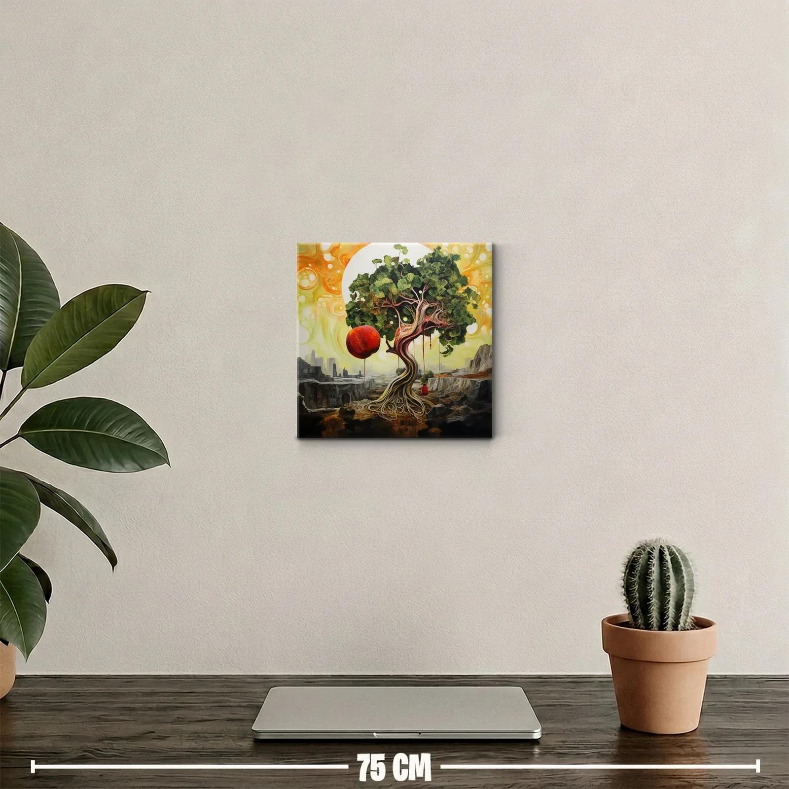 Árbol surrealista con manzanas en paisaje desolado — miniatura 2
