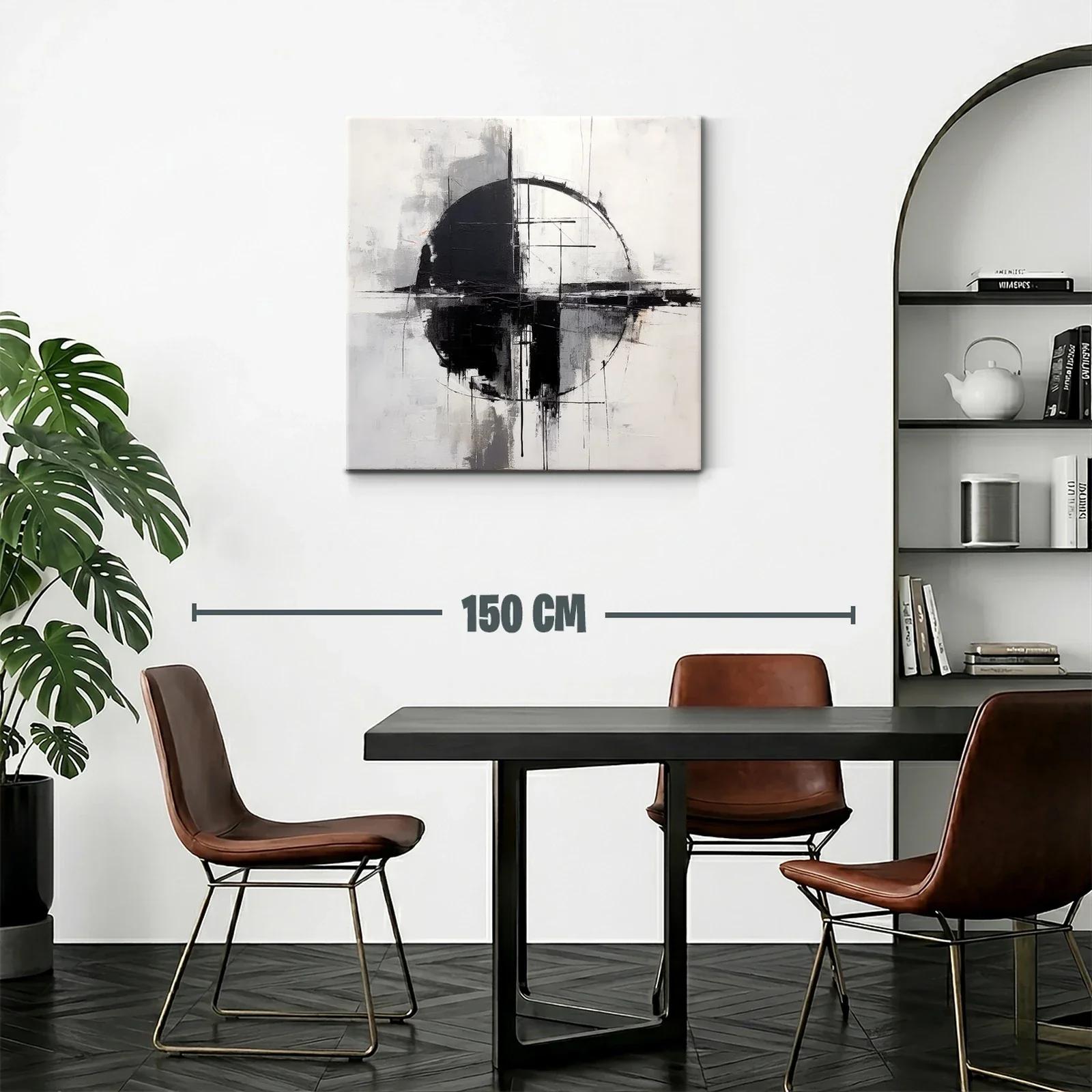 Arte Abstracto Geométrico en Blanco y Negro Equilibrado — miniatura 2
