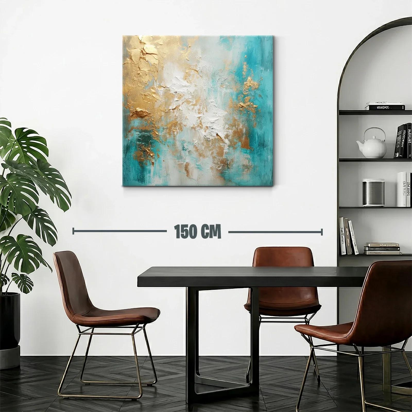 Arte abstracto con tonos turquesa y dorados cálidos — miniatura 2