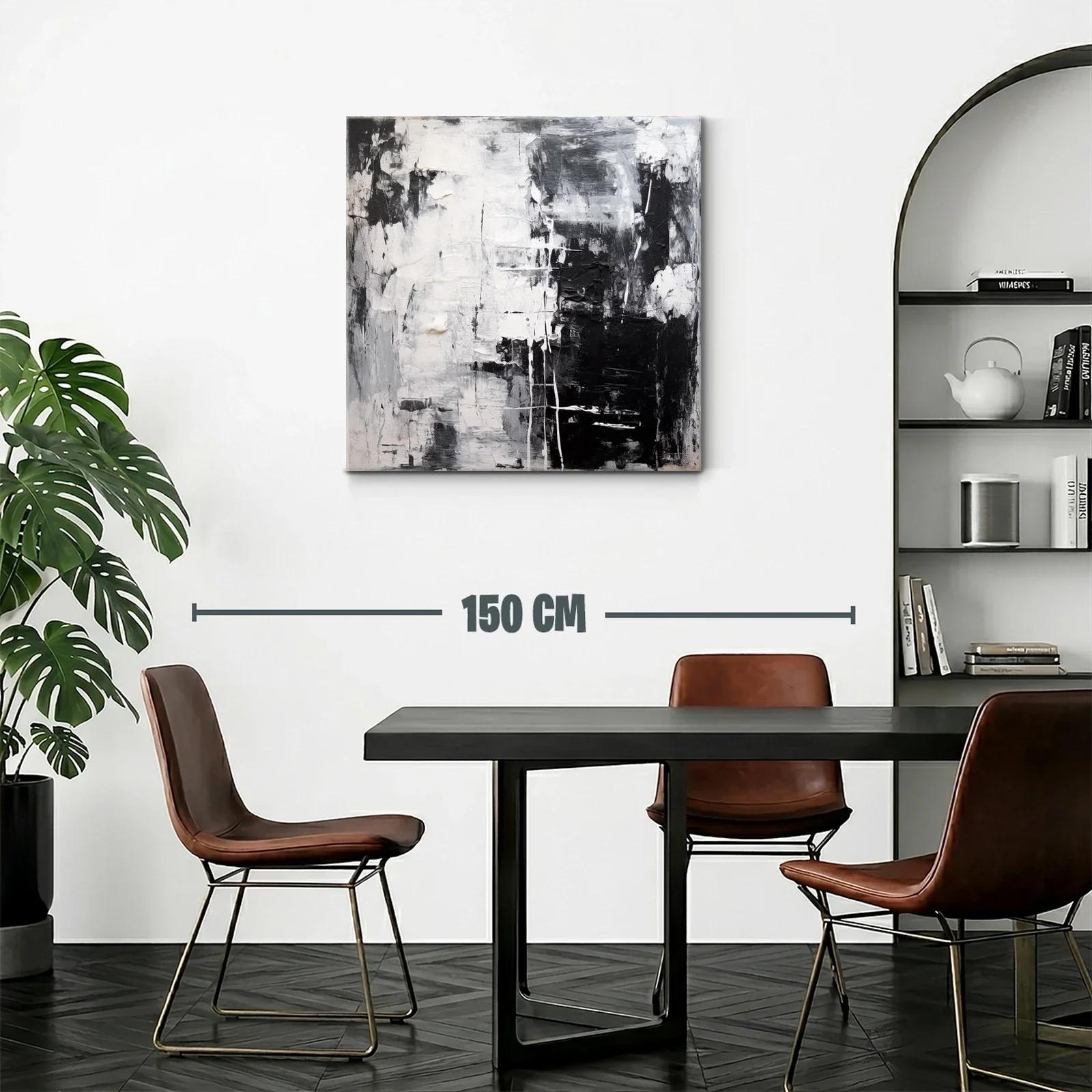 Cuadro abstracto en blanco y negro para ambientes modernos — miniatura 2