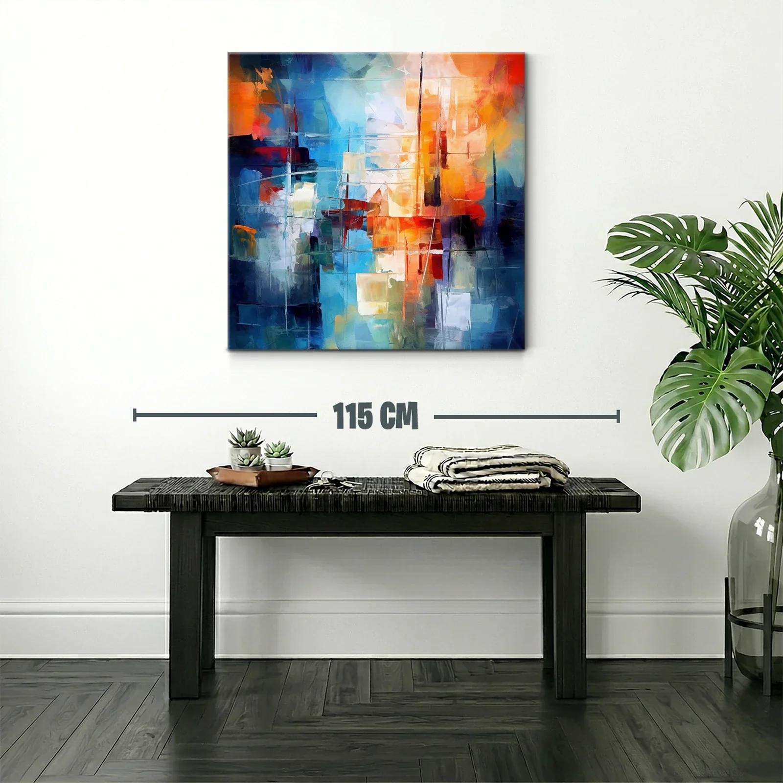 Composición abstracta moderna en tonos azul y naranja — miniatura 2