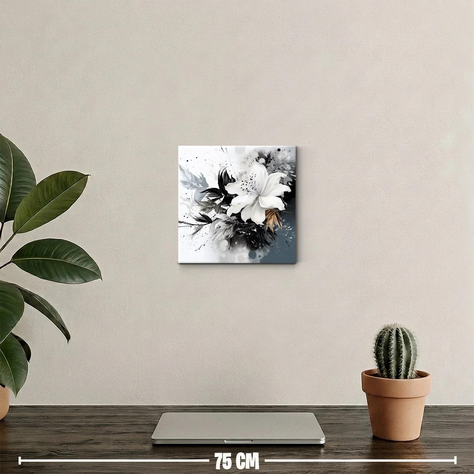Cuadro decorativo flor blanca con tonos neutros y elegantes — miniatura 2