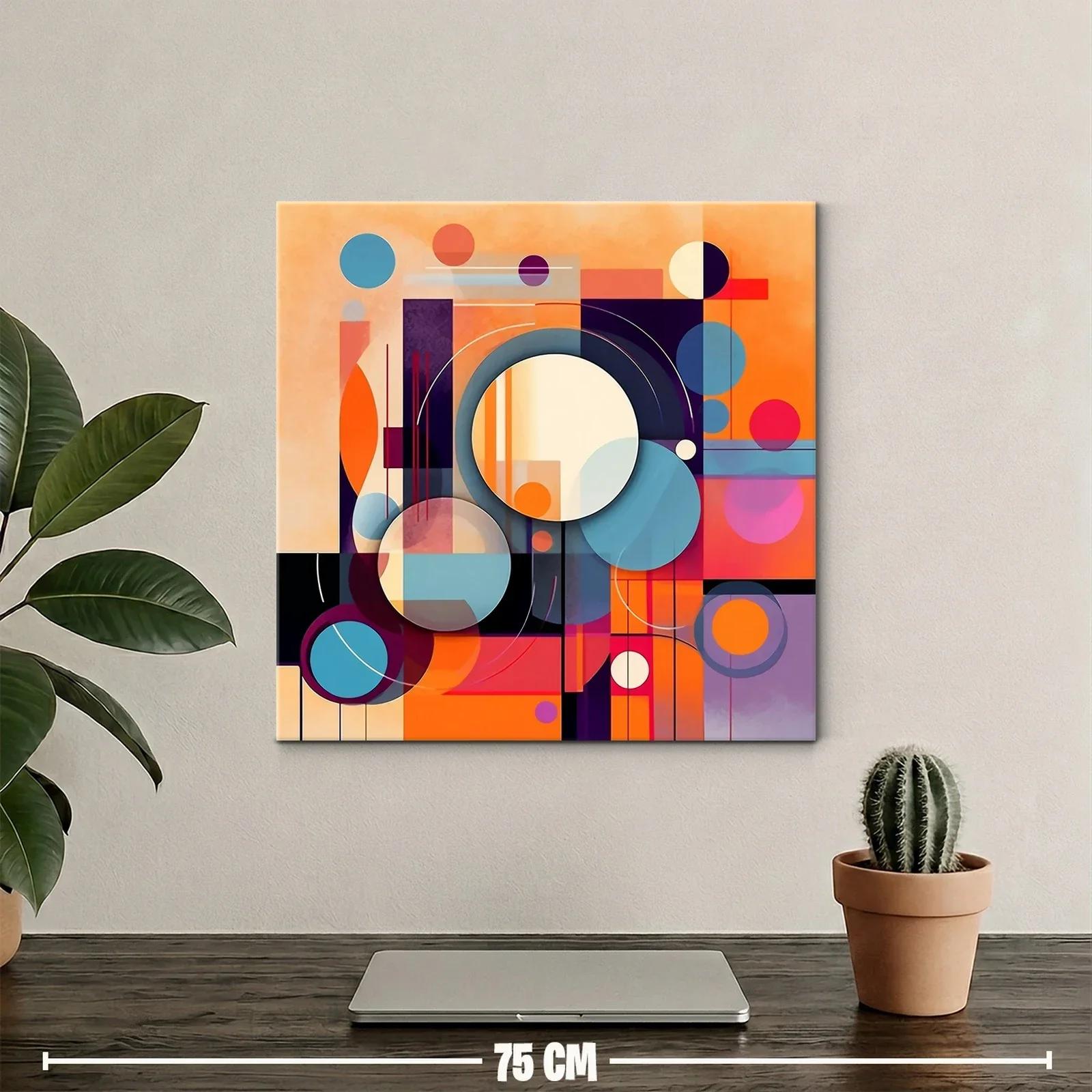 Cuadro abstracto con círculos y formas geométricas vibrantes — miniatura 2