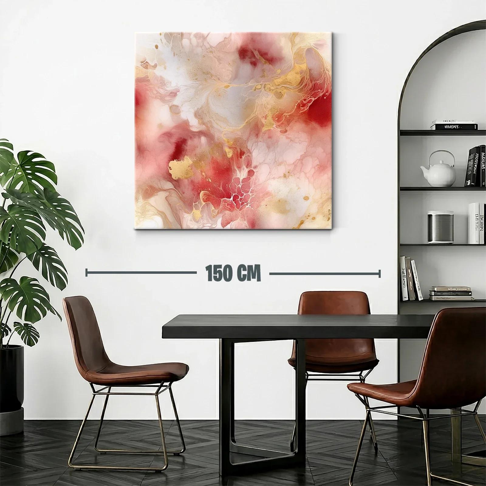 Cuadro abstracto con tonos rojos y dorados suaves — miniatura 2