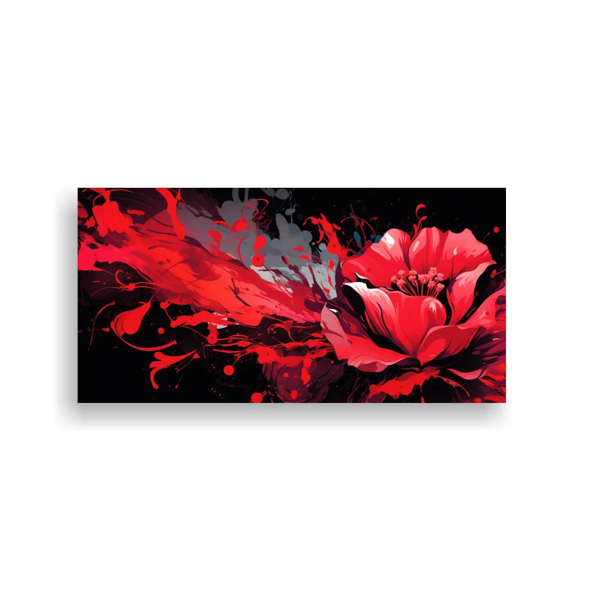 Cuadro amapola roja de gran formato y trazos gestuales — imagen principal