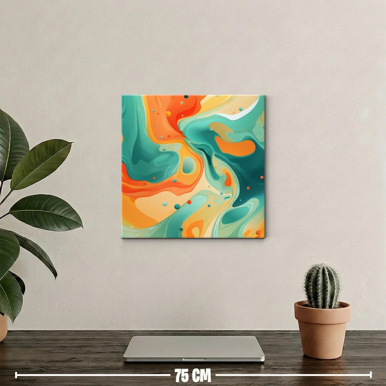 Arte abstracto con vibrantes tonos naranja y verde aqua — miniatura 2