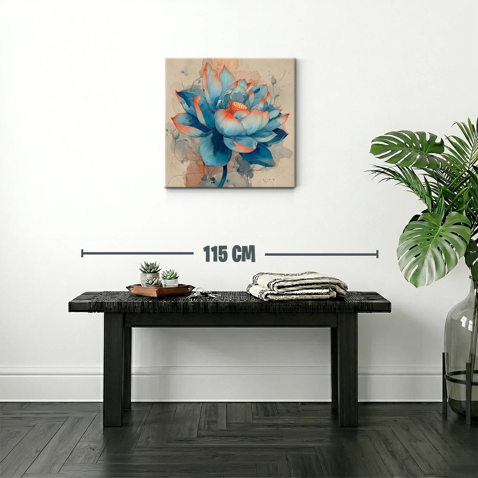 Flor Azul con Detalles Rojizos en Estilo Acuarela — miniatura 2