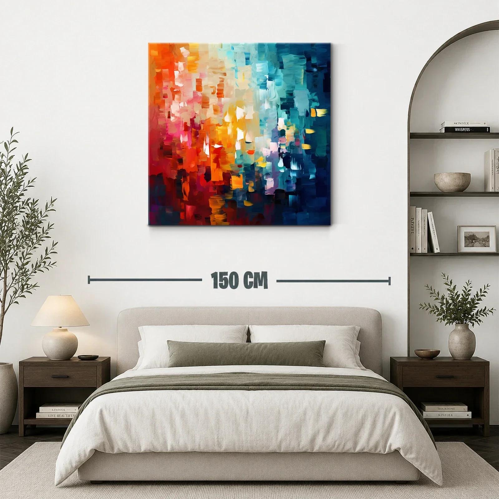 Cuadro abstracto con vibrantes tonos cálidos y fríos — miniatura 3