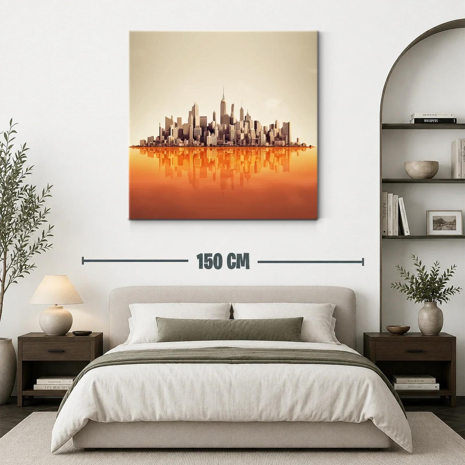 Ciudad moderna con reflejo en tonos cálidos — miniatura 3