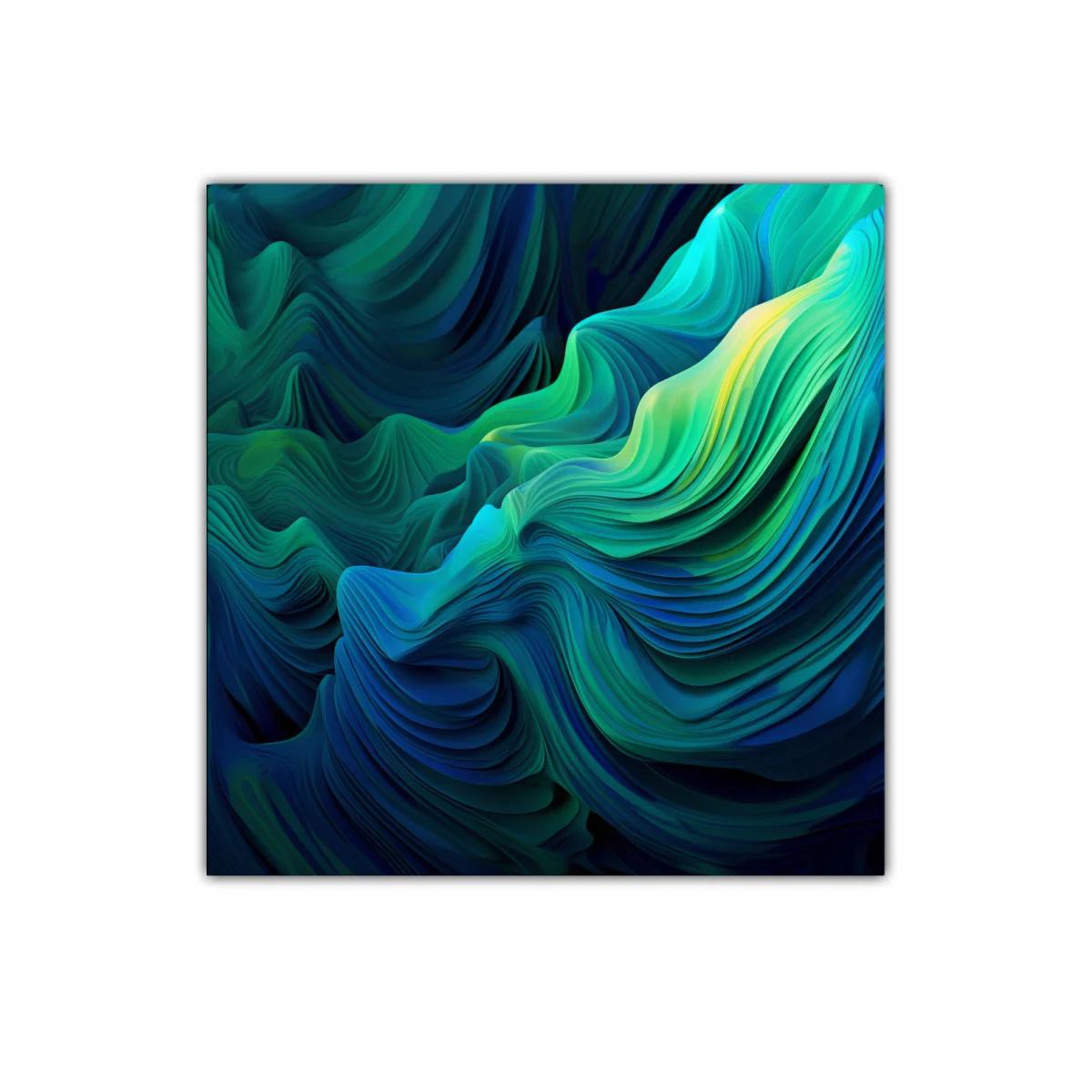 Cuadro Abstracto en Tonos Verdes y Azules Vibrantes — miniatura 1