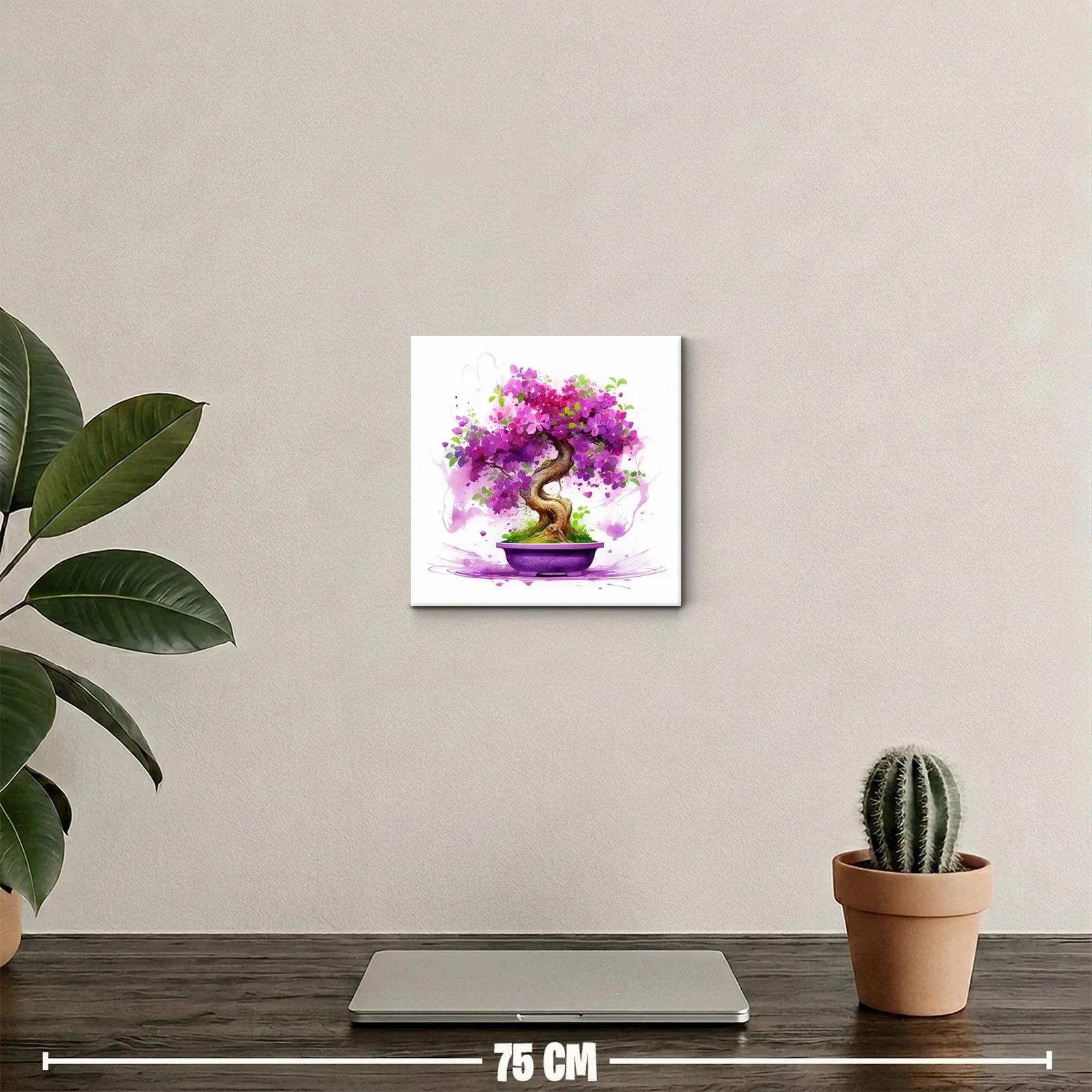 Bonsái en flor morada vibrante con ramas retorcidas — miniatura 2