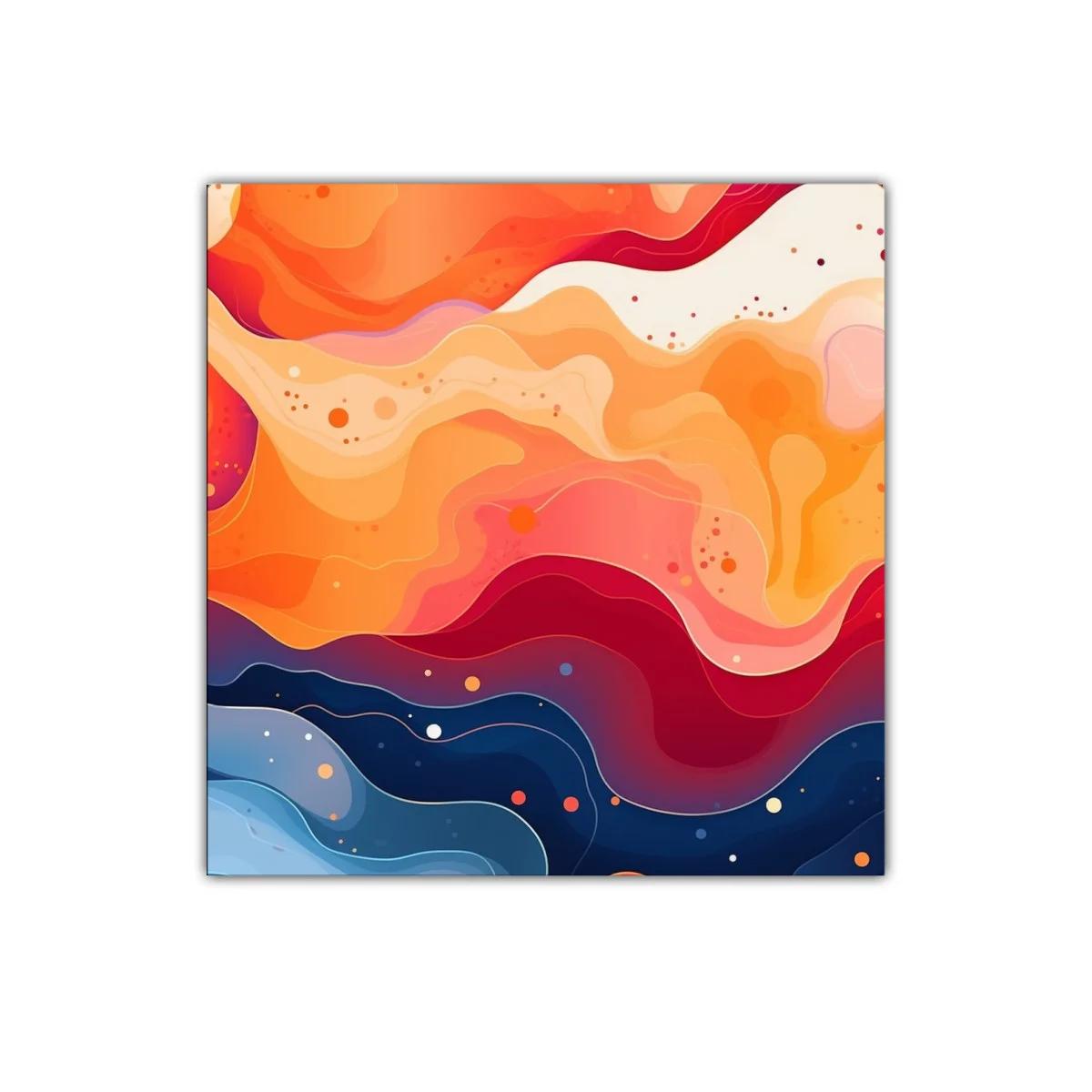 Cuadro abstracto con ondulaciones cálidas y frías en contraste — miniatura 1