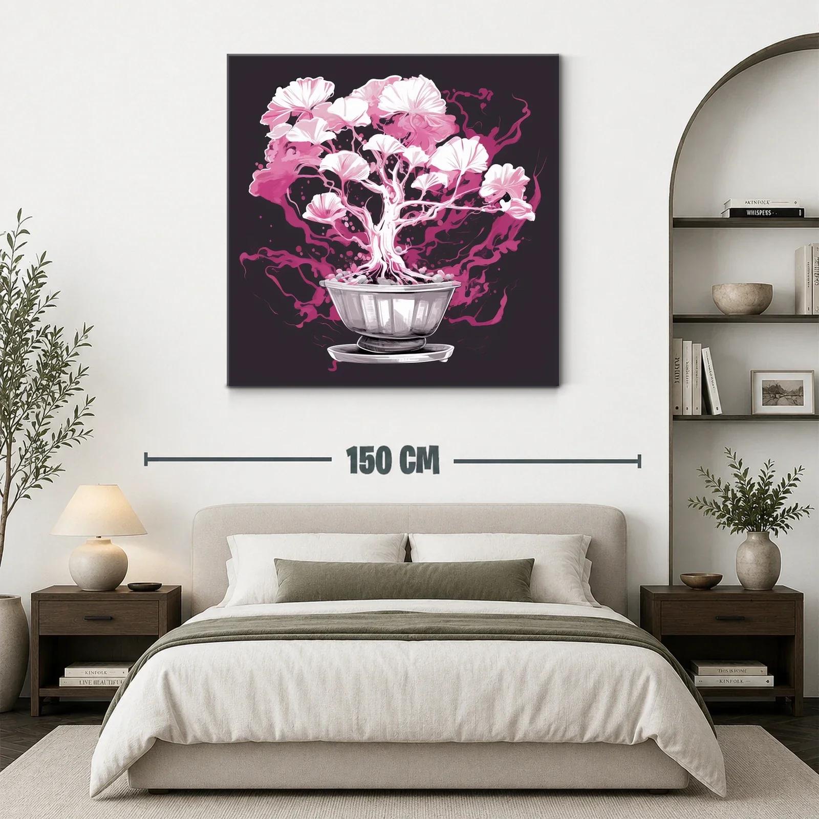 Árbol de flores blancas y rosas sobre fondo oscuro — miniatura 3