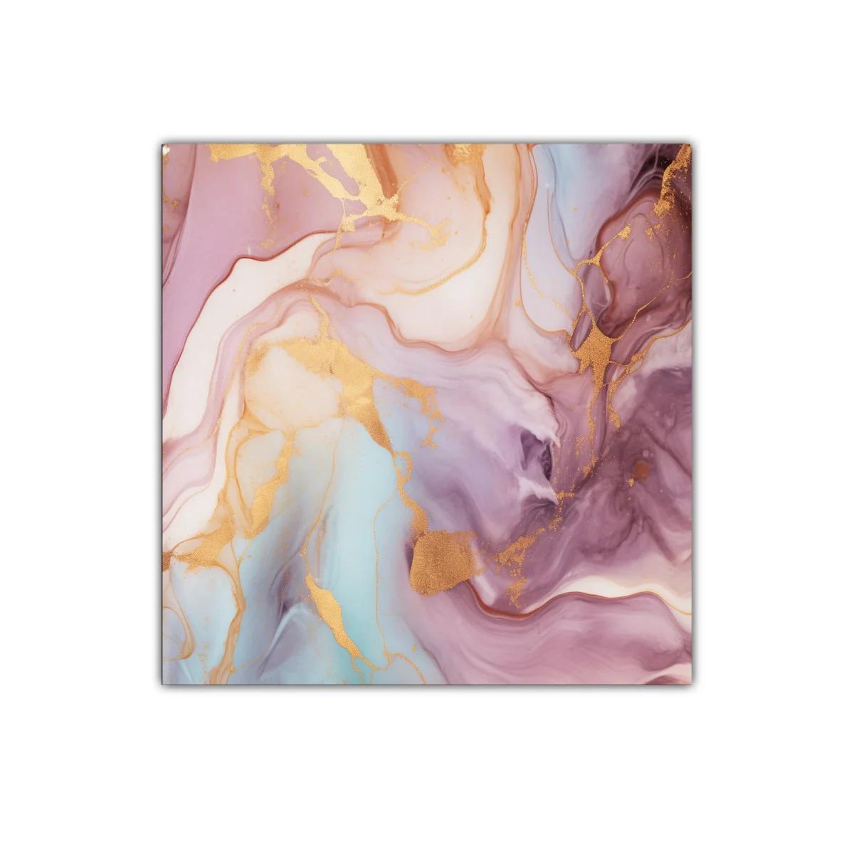 Cuadro decorativo con diseño abstracto en tonos pastel y dorado — miniatura 1