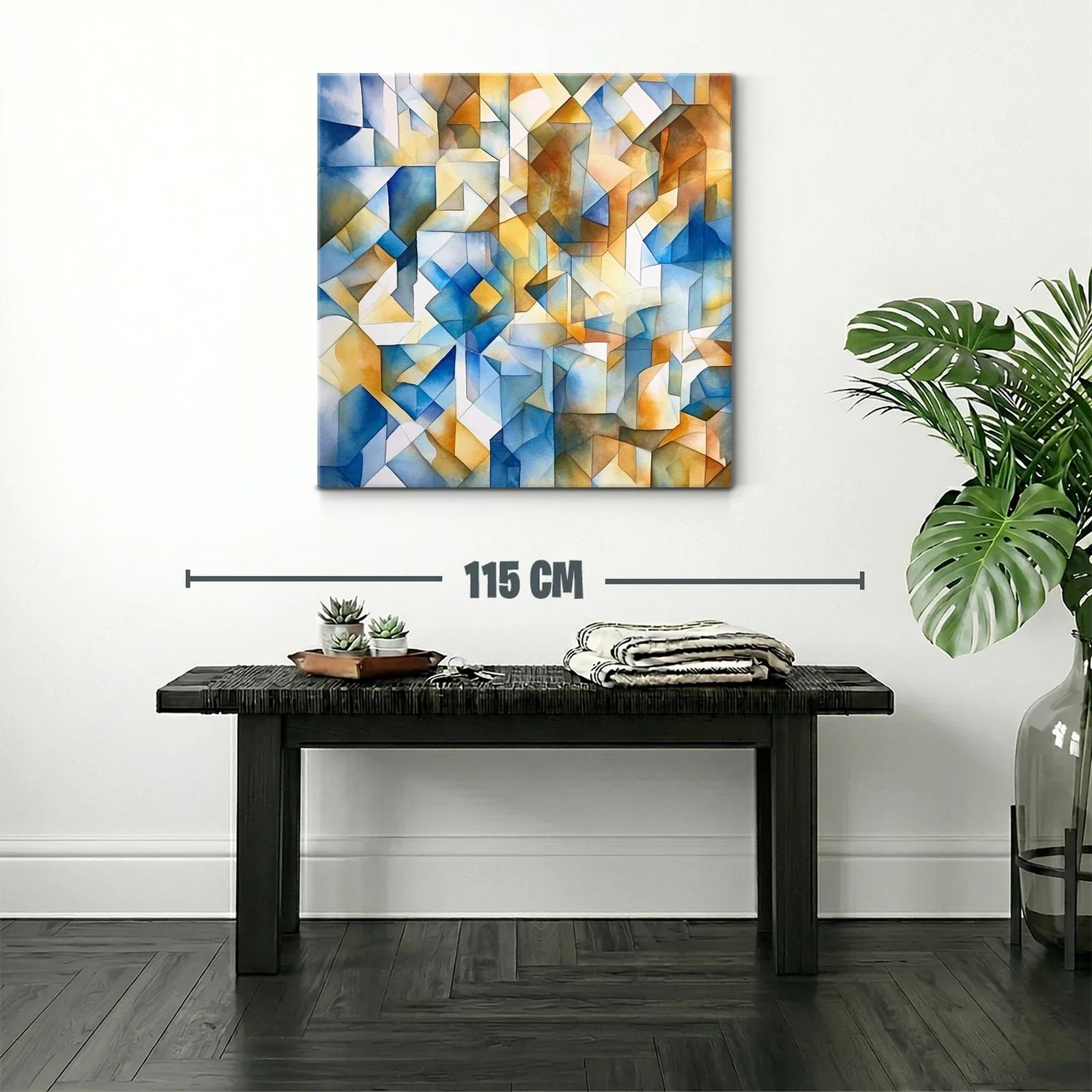 Composición abstracta con tonos azules y ocres cálidos — miniatura 2