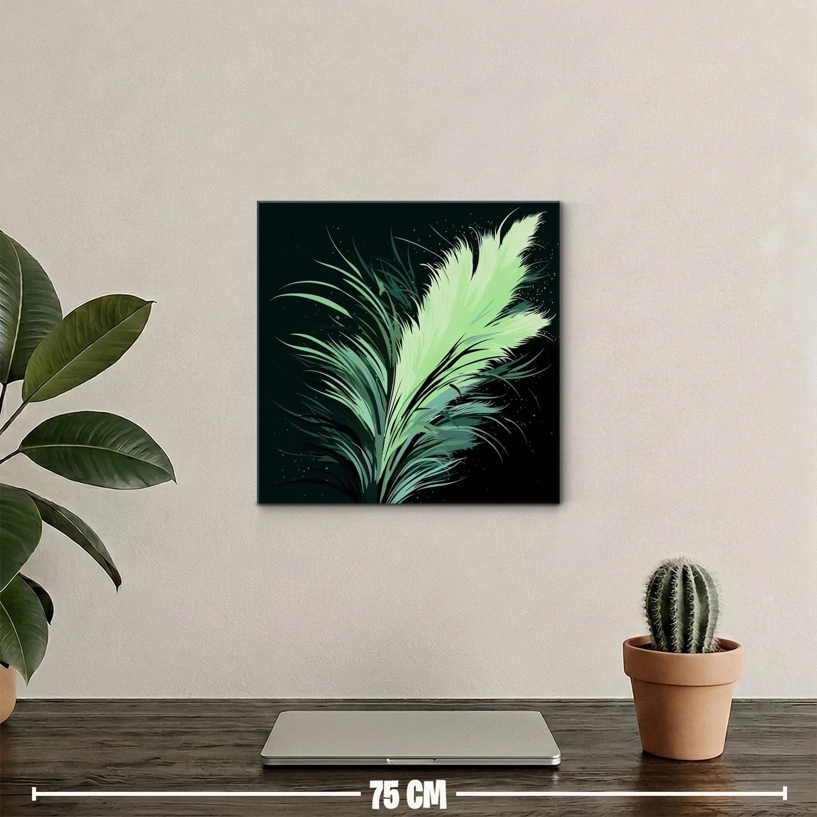 Pluma Verde en Movimiento sobre Fondo Oscuro — miniatura 2