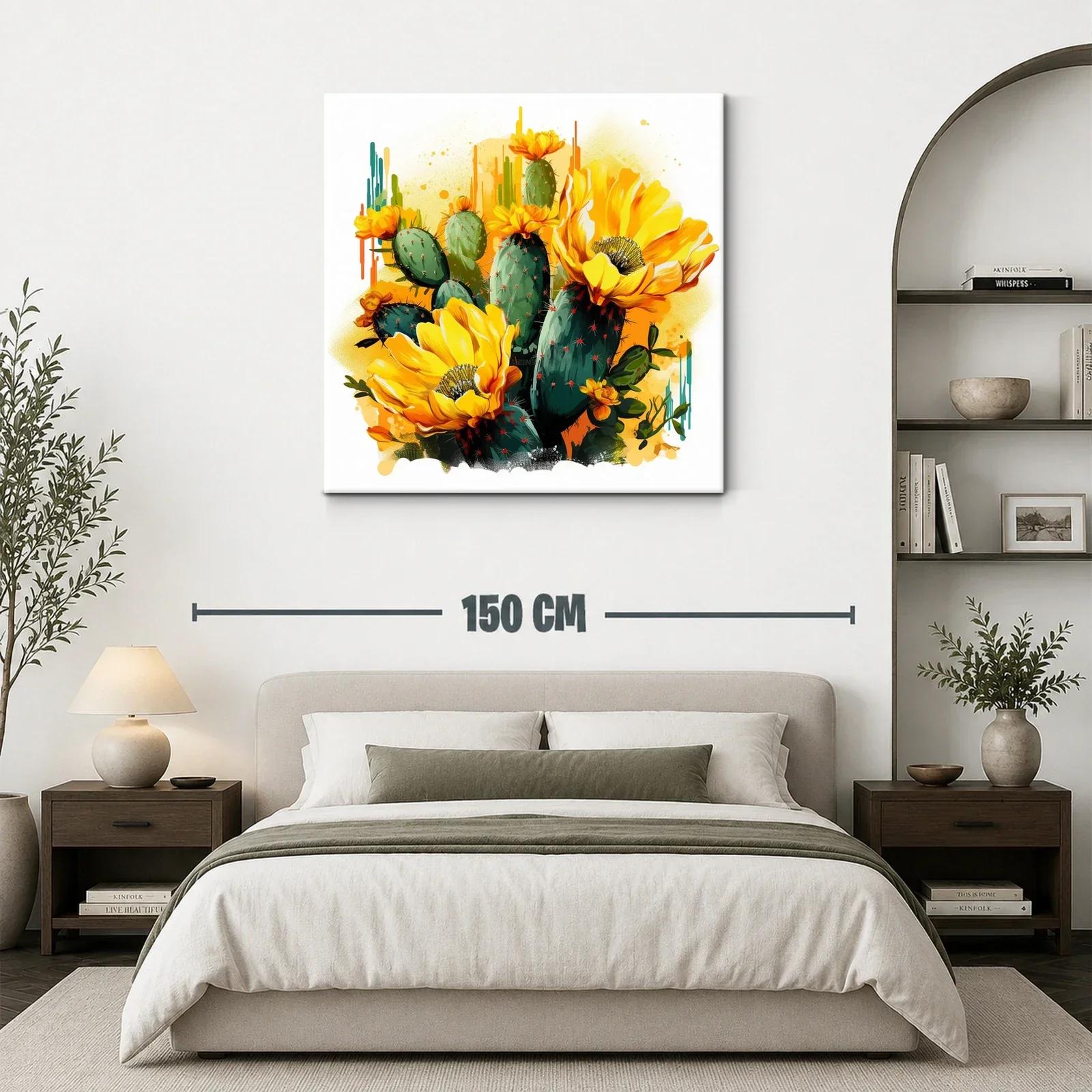 Vibrante composición de cactus en flor amarilla y verde — miniatura 3