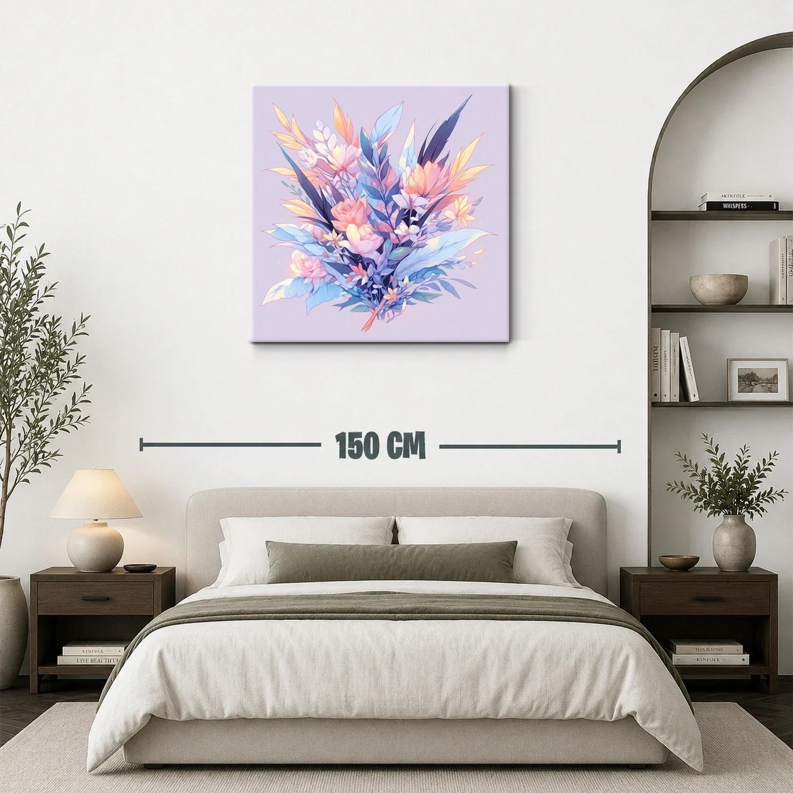Cuadro floral en tonos pastel y azul suave — miniatura 3