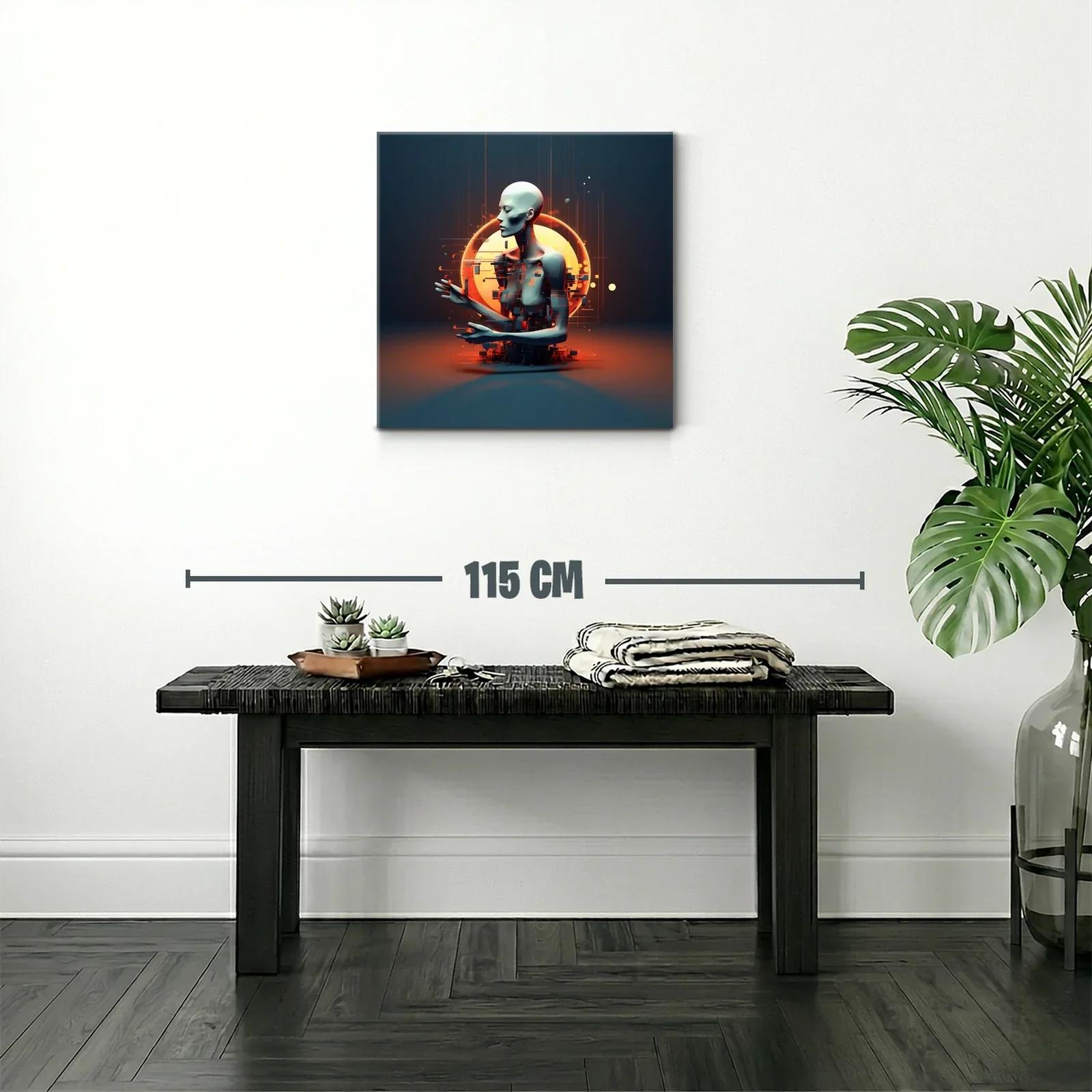 Escultura digital de figura humana futurista con halo luminoso — miniatura 2