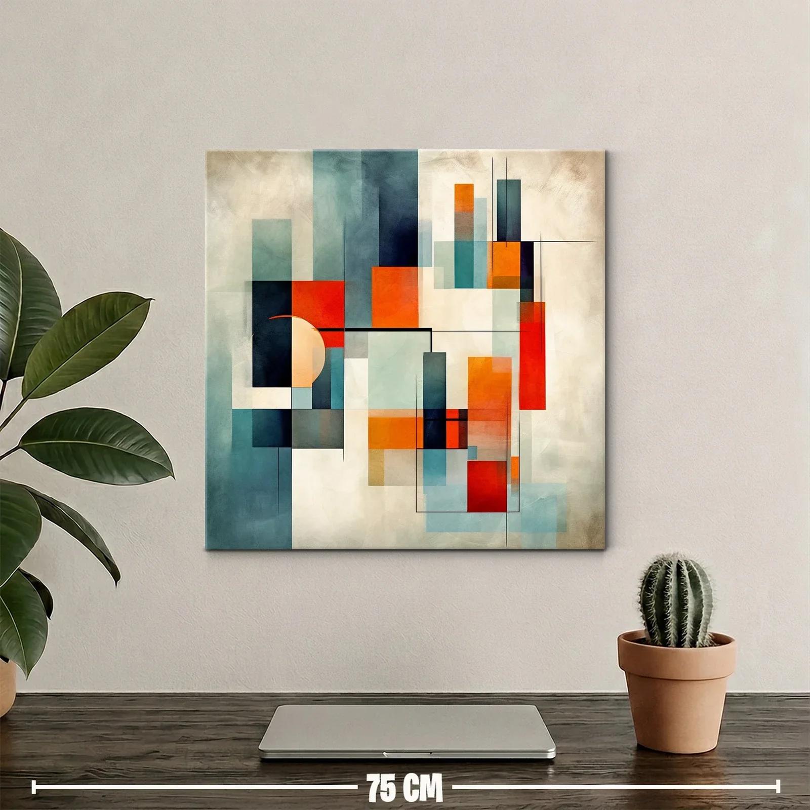 Composición geométrica vibrante con tonos cálidos y fríos — miniatura 2