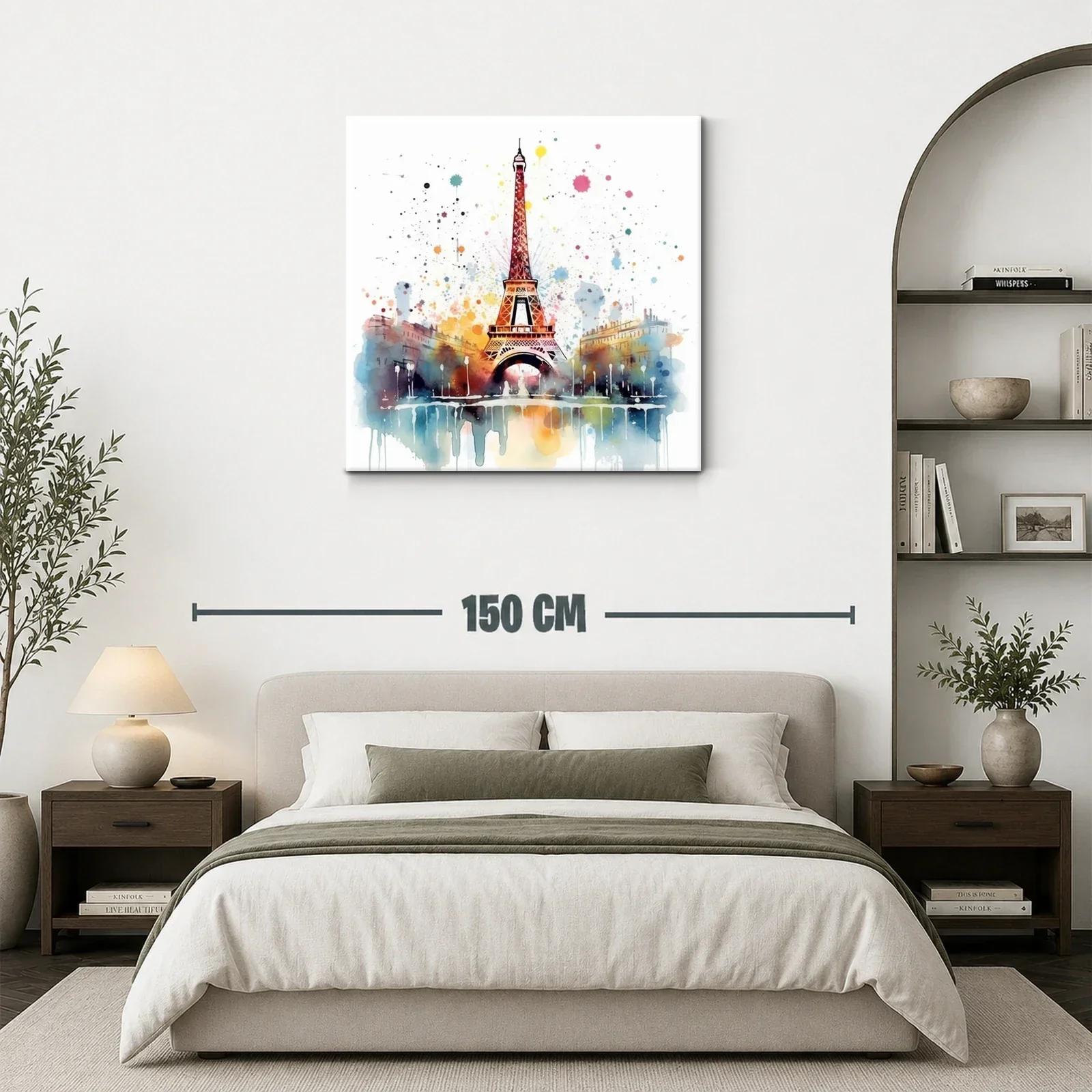 Cuadro Torre Eiffel con efecto acuarela y salpicaduras — miniatura 3