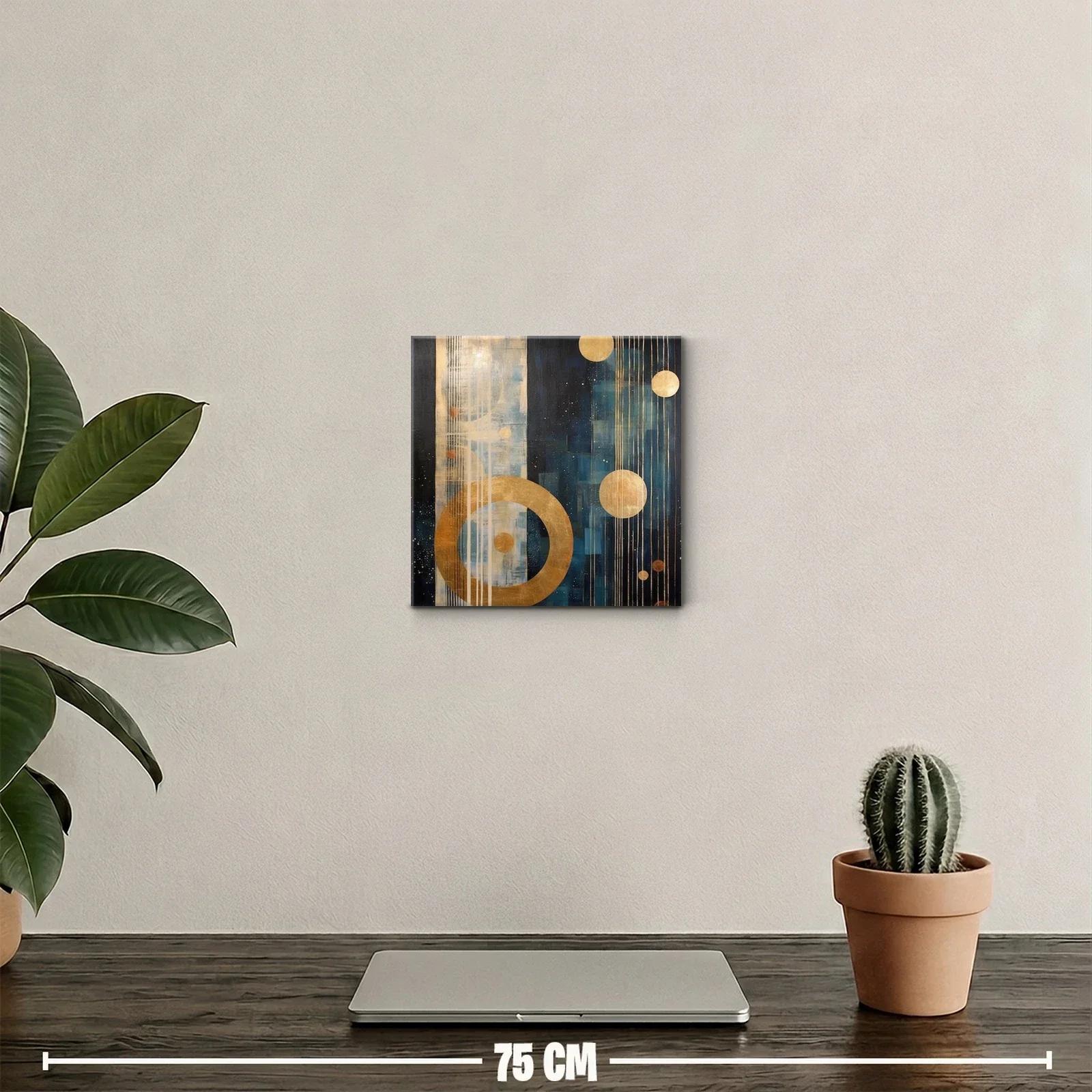 Composición abstracta con círculos dorados y azul profundo — miniatura 2
