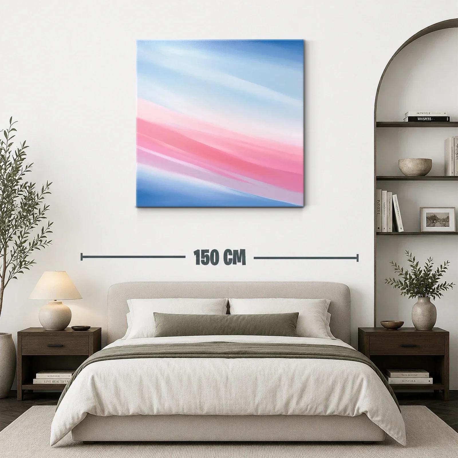 Cuadro abstracto con tonos azules y rosas degradados — miniatura 3
