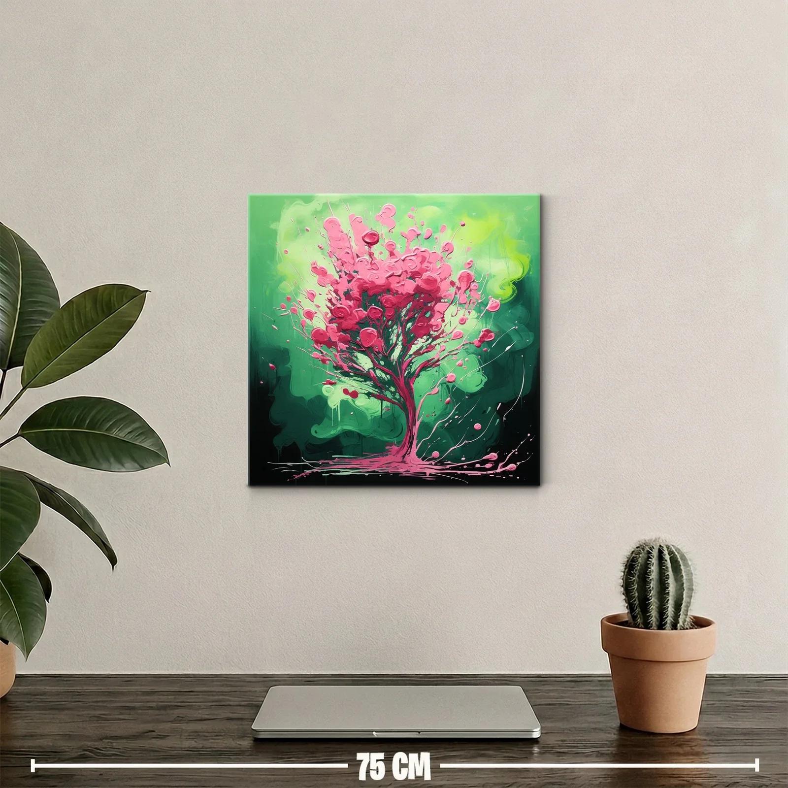 Árbol vibrante en tonos verdes y rosas energéticos — miniatura 2