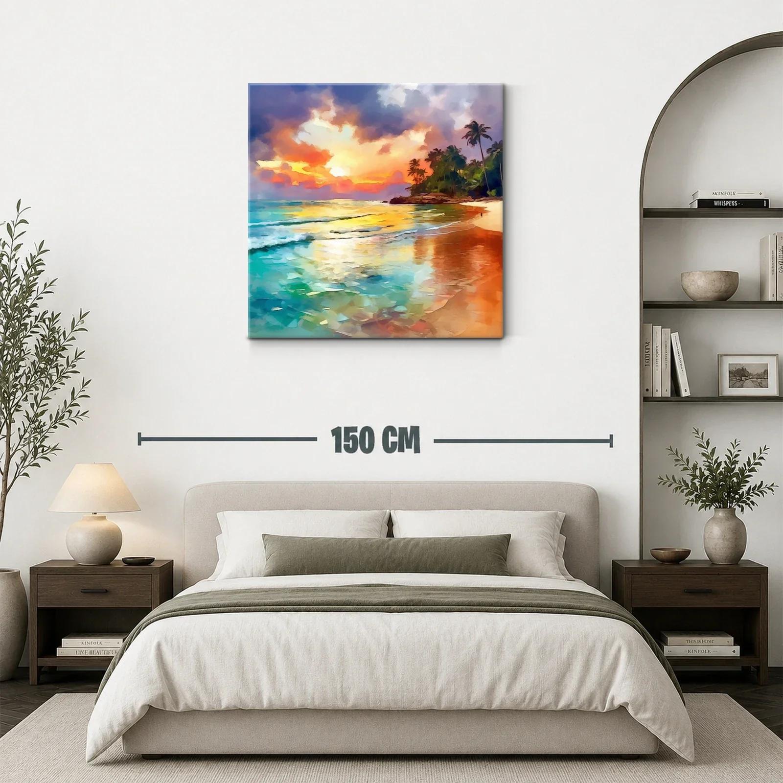 Atardecer tropical con palmeras y mar tranquilo — miniatura 3