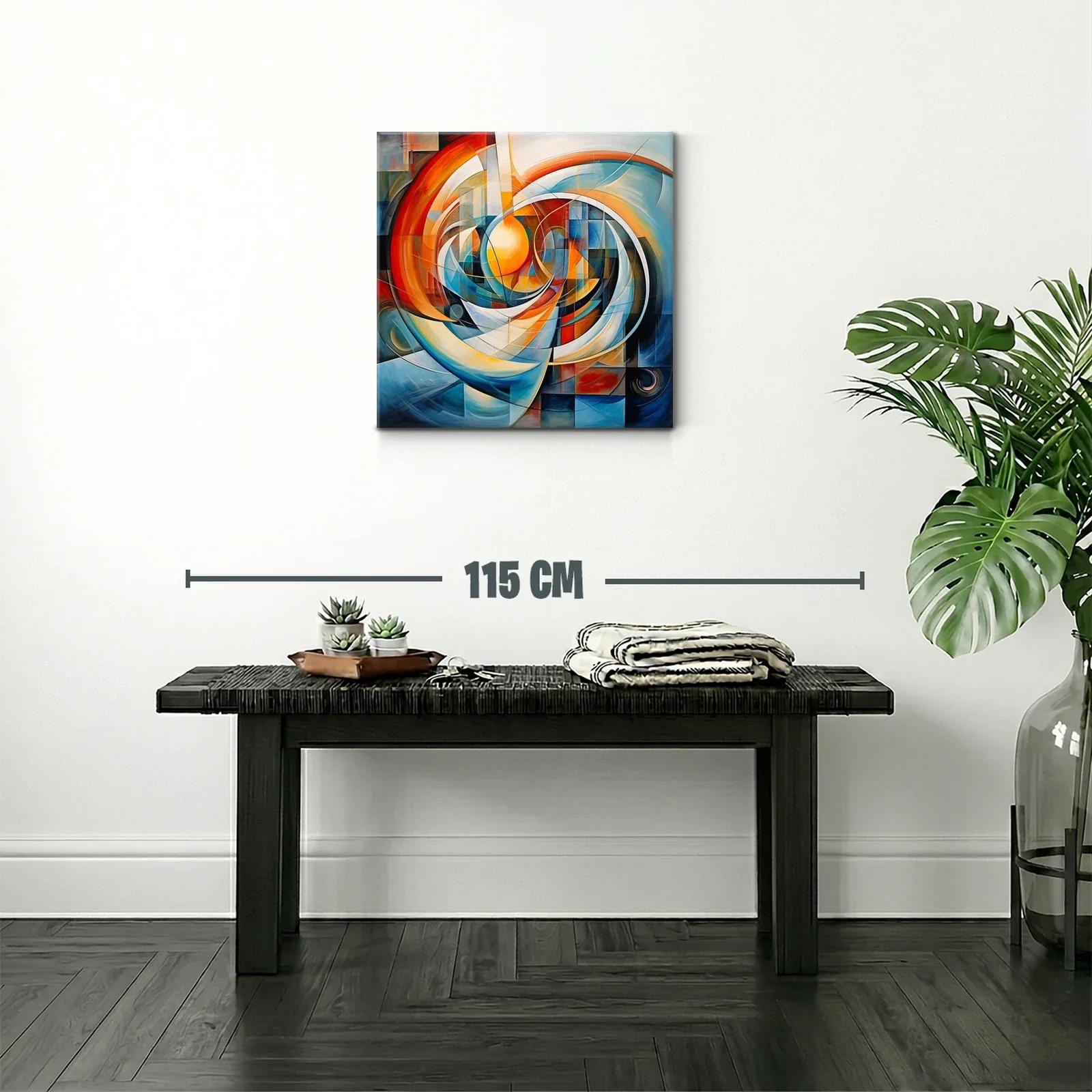 Composición abstracta con círculos y tonos cálidos y fríos — miniatura 2